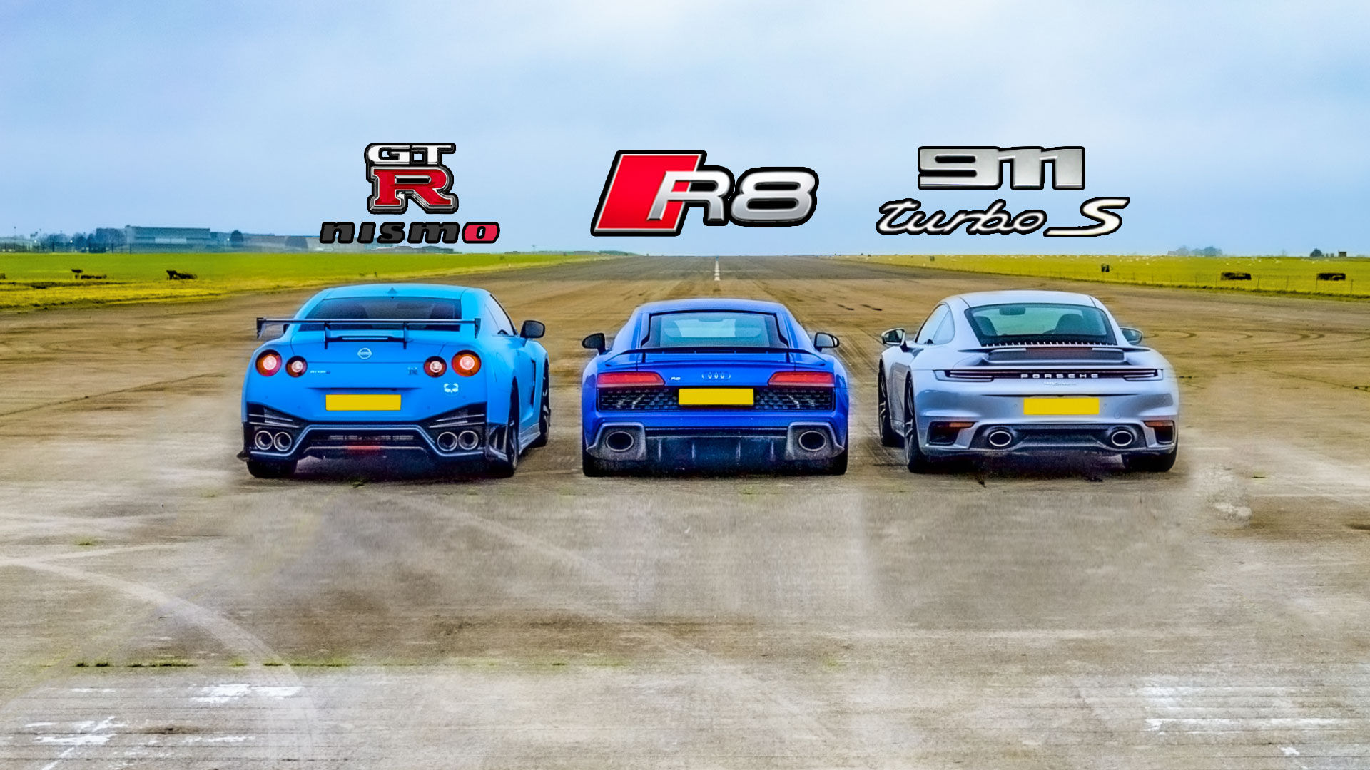 Wallpaper #irhm2pIBJvJKYCmEdPG-118 Drag Race Porsche 911 Turbo S vs Nissan GT R Nismo vs Audi R8