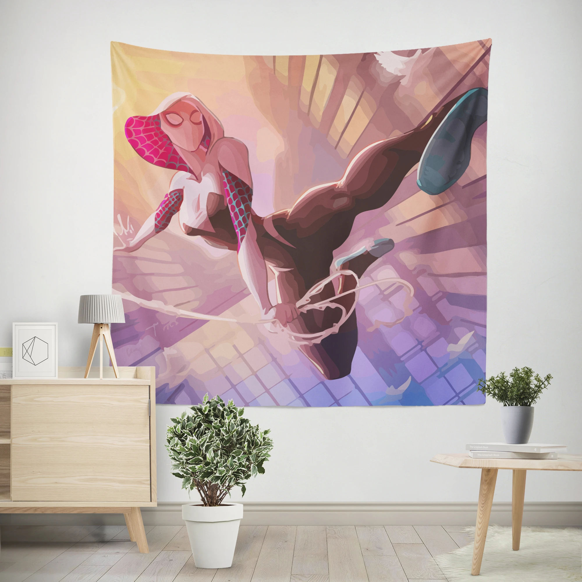 Wallpaper #x_SDOpMBKFX8bn3rH3iq145 Spider Gwen Comics Gwen Web Swinging Adventures Wall Tapestry