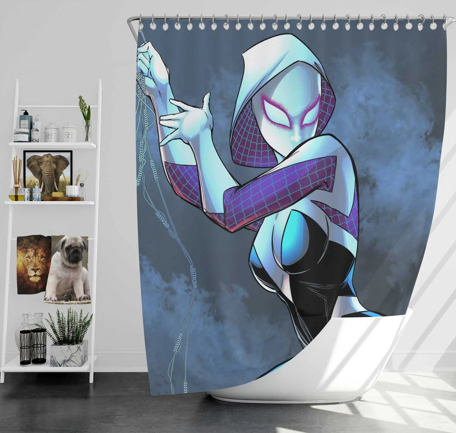 Wallpaper #x_SDOpMBKFX8bn3rH3iq257 Spider Gwen Comics Gwen Stacy Heroic Saga Shower Curtain