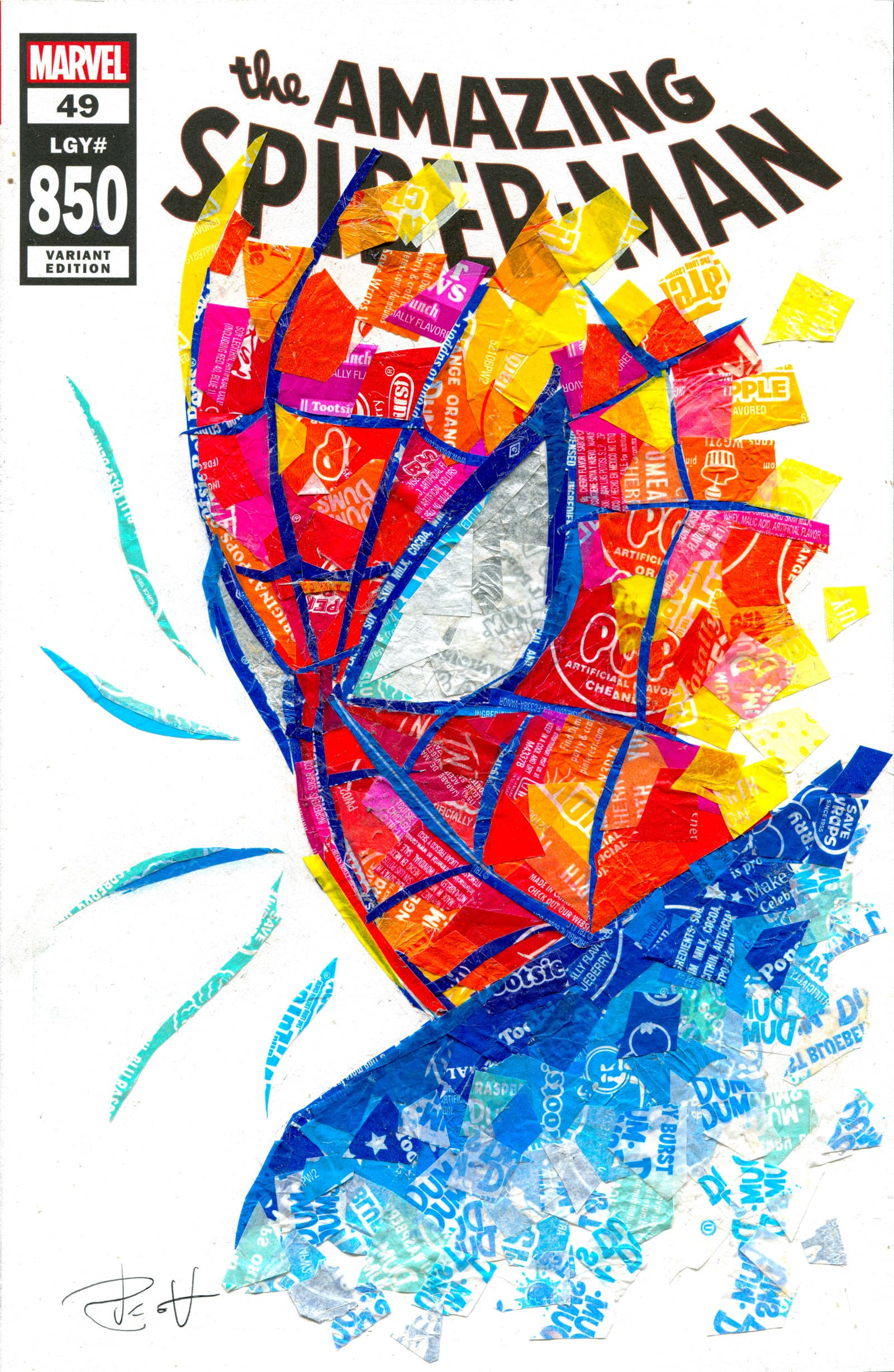 Wallpaper #KUDBMZMBJhL2WPbaNsh6153 Spider Man Made with Candy Wrappers Pop Wrap Art