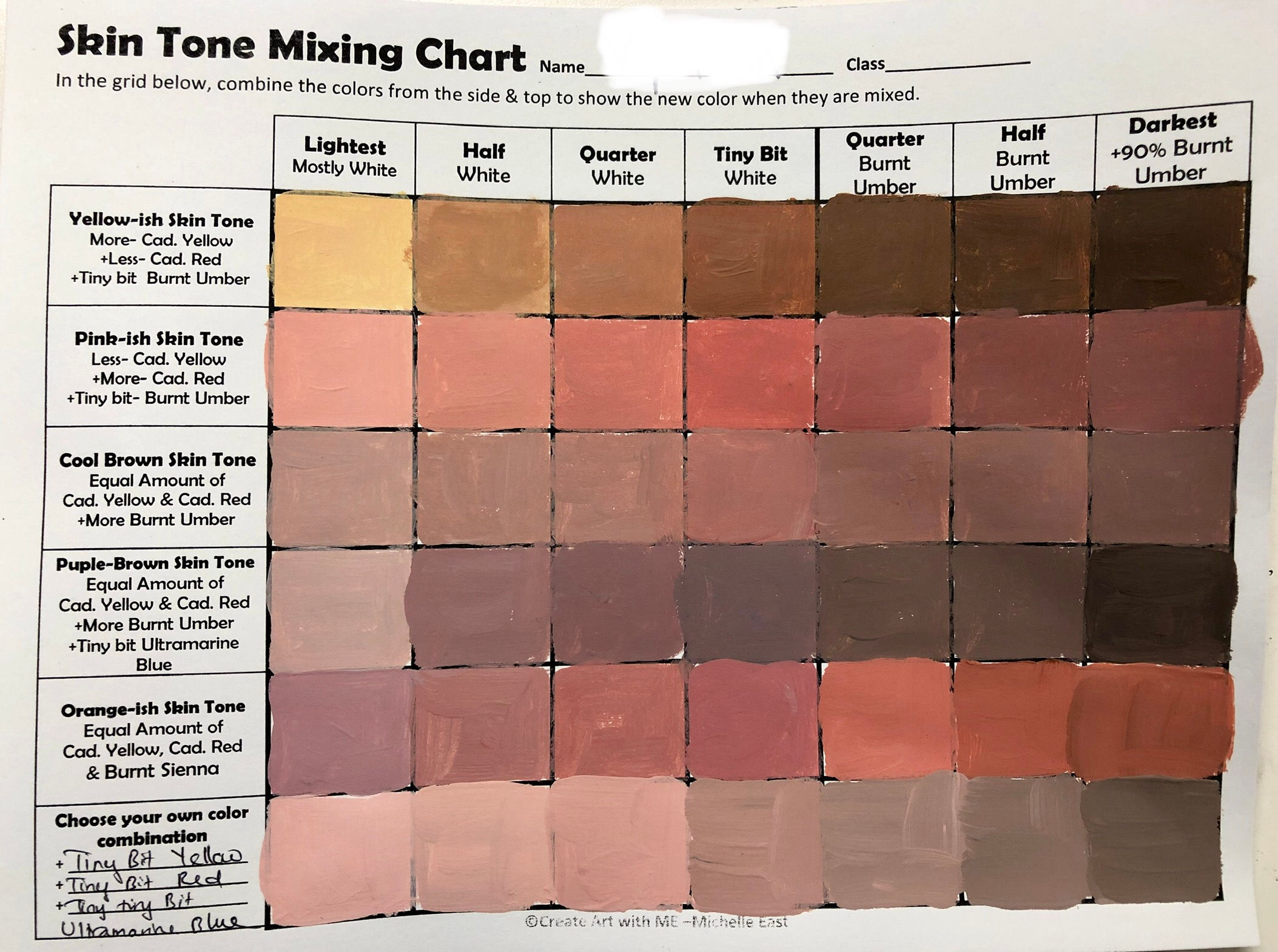 Wallpaper e3af3 Skin Tone Mixing Chart Create Art with Me HD Wallpaper e3af3