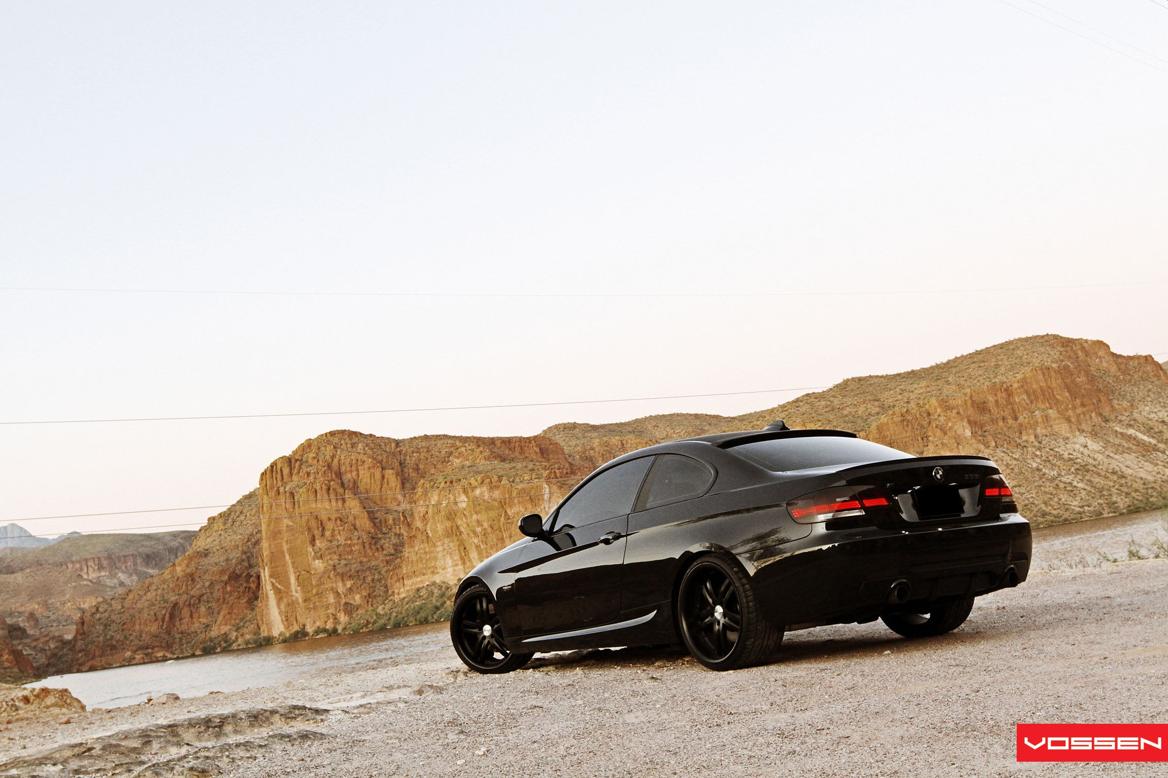 Wallpaper #ssYJM5MBVgN6TXj6c3dg23 Black is the New Black BMW 3 Series on Custom Satin Black Vossen Rims