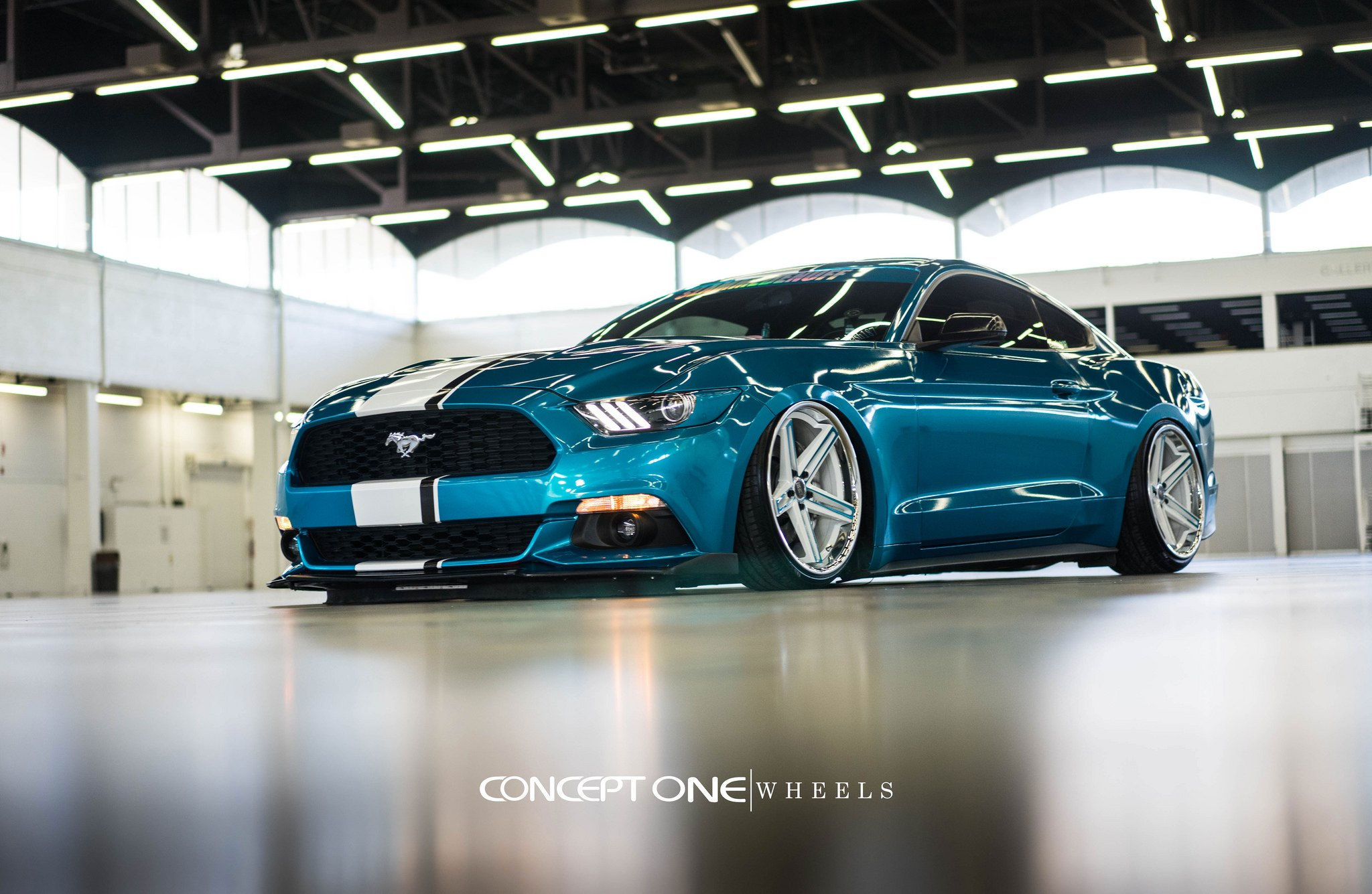 Wallpaper #NXQvw44B_8f4nGFajXD958 Slammed Azure Blue Mustang GT on White Cs 50 Concept One Rims Carid