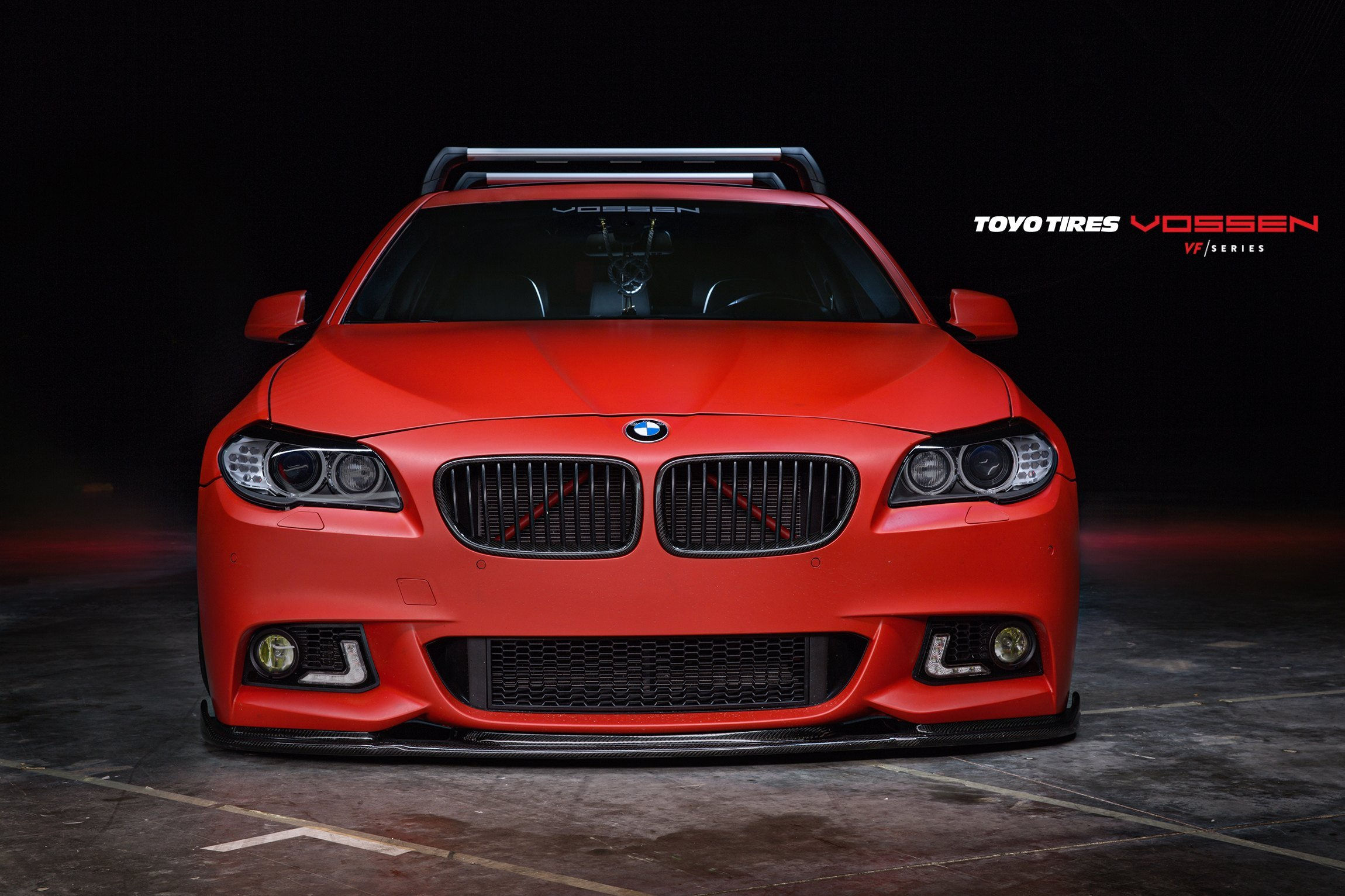 Wallpaper #v3fdJpMB-pgBXx60JaPB406 Lowered Red Matte BMW 5 Series Shod in Vossen Vfs Series Rims Wrapped