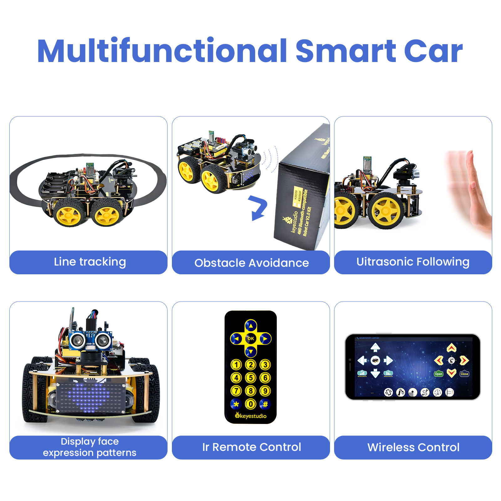 Wallpaper #HWcK_pIBSpphPi3-ZJ54203 Keyestudio 4wd Multi Bt Robot Car Kit Upgraded V20 Wled Display for