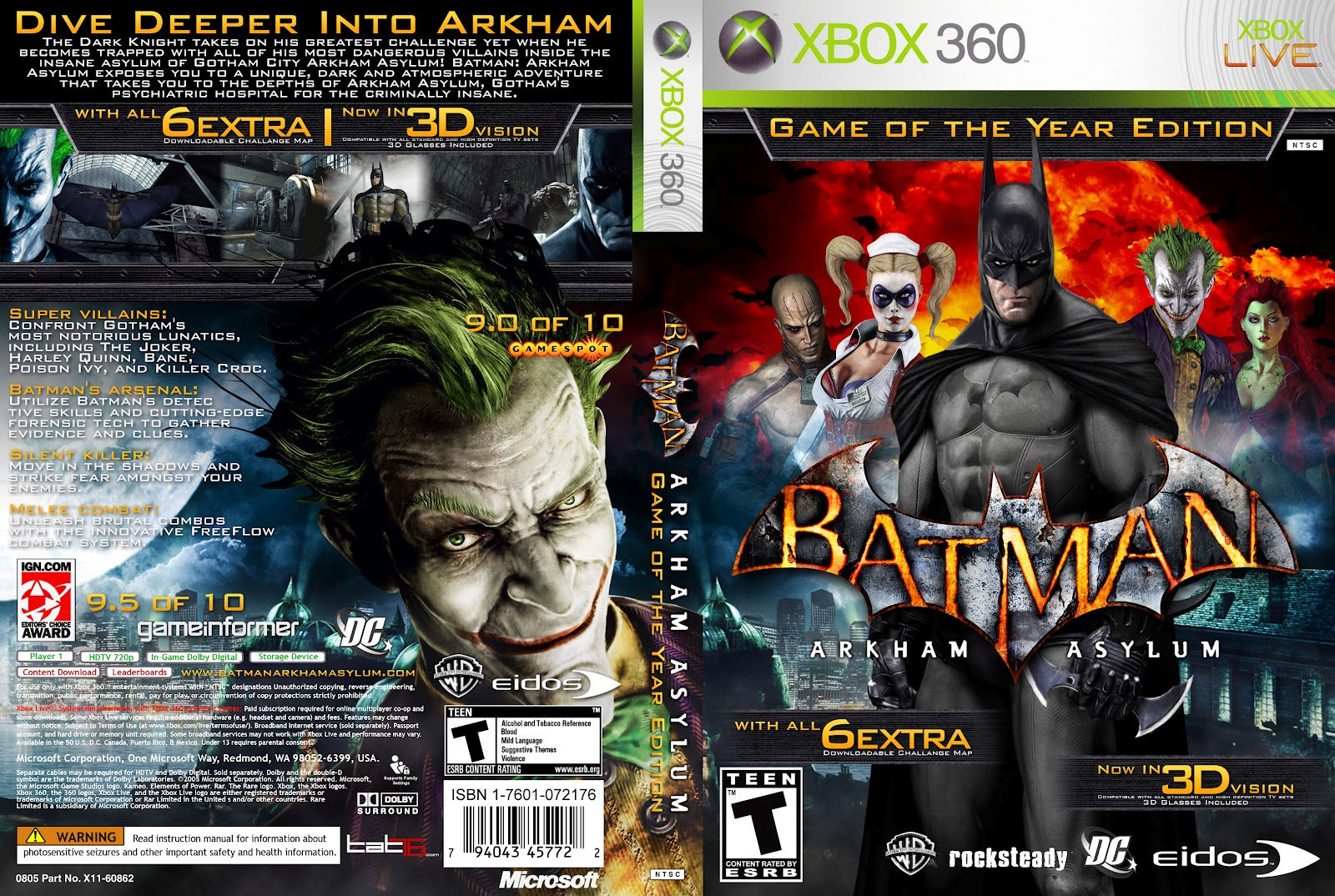 Wallpaper #9GgsH5MBSpphPi3-9Sp4248 Capas Covers Capas Xbox360 Batman Arkham Asylum 3D