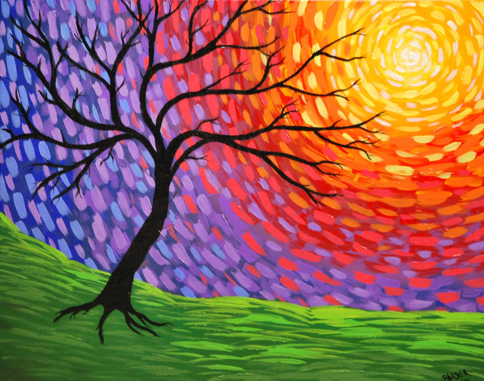 Wallpaper #18733 Pastel Painting Tree at Sunset Original Work Pastel Painting Etsy