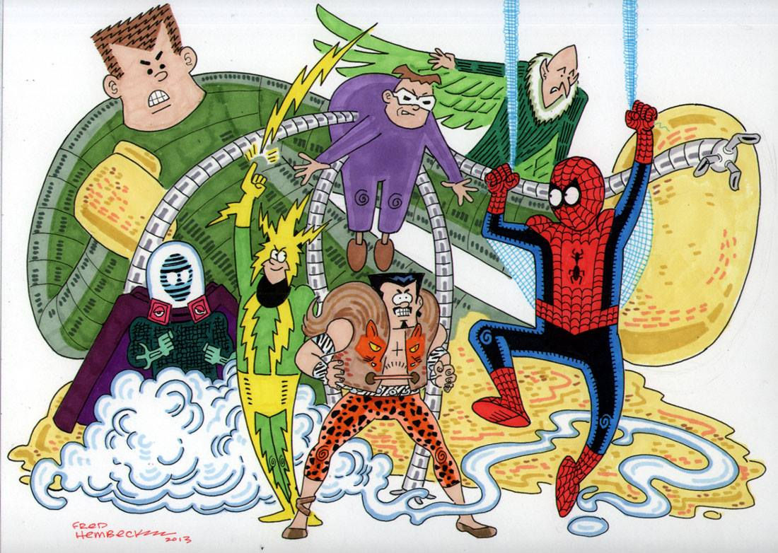 Wallpaper #ceb46 1920x1080 Spiderman vs Sinister Six Art Laptop Full HD 1080p HD 4K
