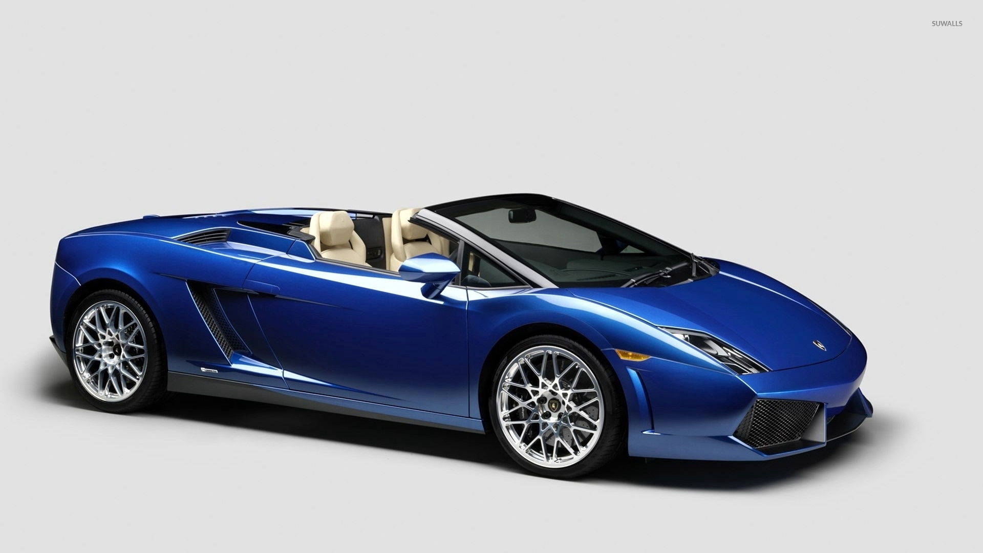 Wallpaper #kWidIpMBSpphPi3-uDN415 Front Side View of a Blue Lamborghini Gallardo Wallpaper Car
