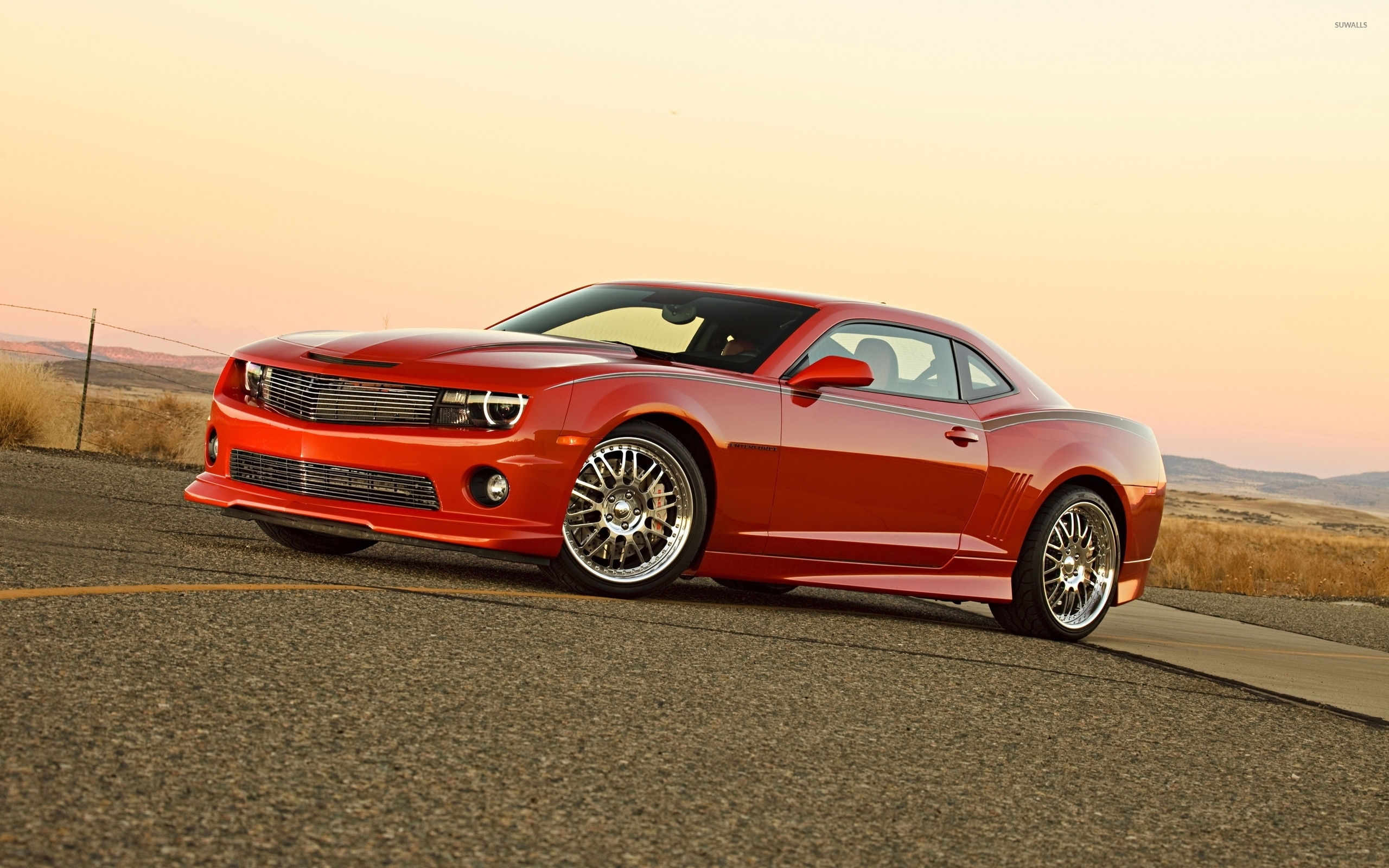 Wallpaper #t0Xlmo4B7YBJg1BVI6EY40 Red Chevrolet Camaro on the Road Wallpaper Car Wallpapers 50097