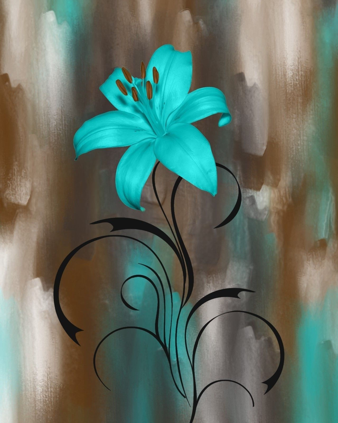 Wallpaper #zGhWIpMBSpphPi3-CTJk192 2024 Latest Teal Flower Canvas Wall Art