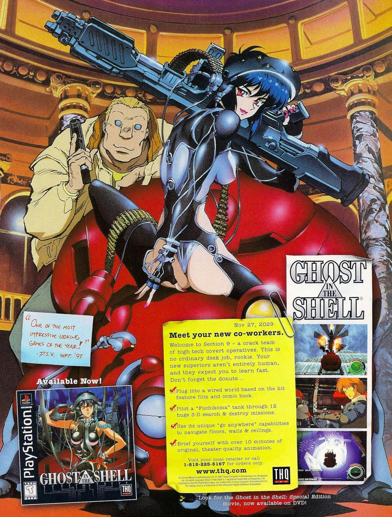 Wallpaper #4vQTOpMBKFX8bn3rknfp265 Ghost in the Shell PS1 Gamepro November 1997 100 via Retromags