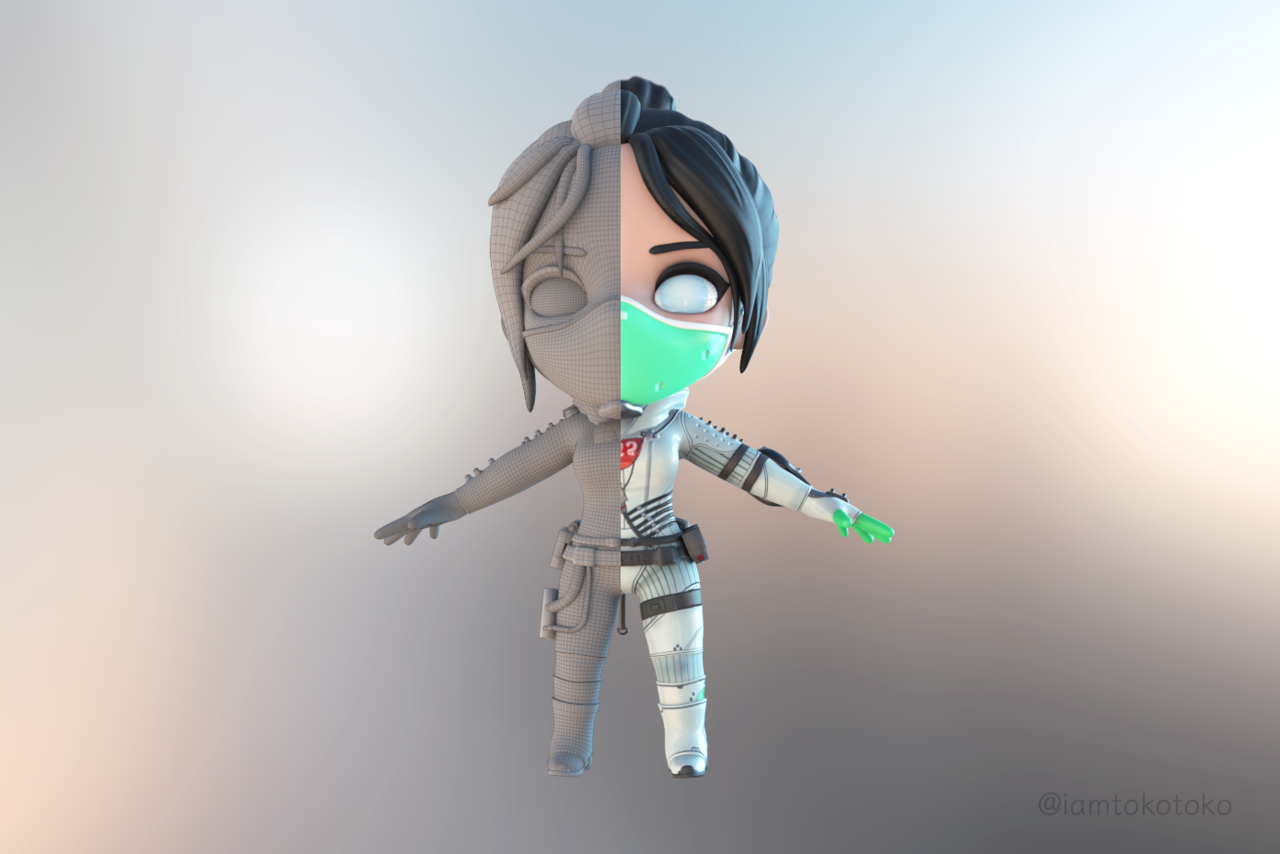 Wallpaper #KmhvIpMBSpphPi3-ejPs33 Tokotoko 3D Apex Legends Wraith Chibi Figure 3D