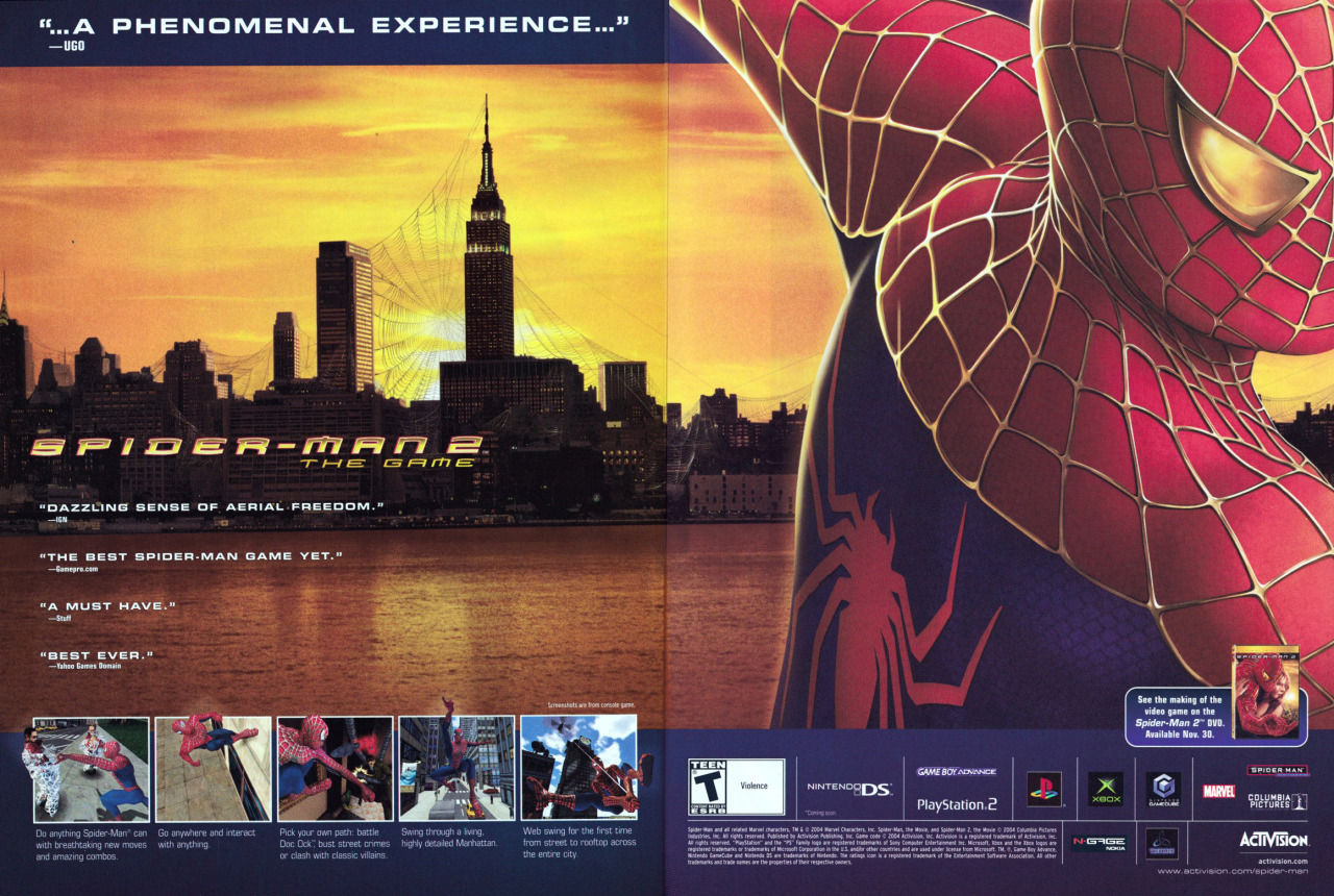 Wallpaper #4BkAE48BtGB6xQ78lWTz27 Video Game Print Ads Spider Man 2 the Game Gamepro December 2004
