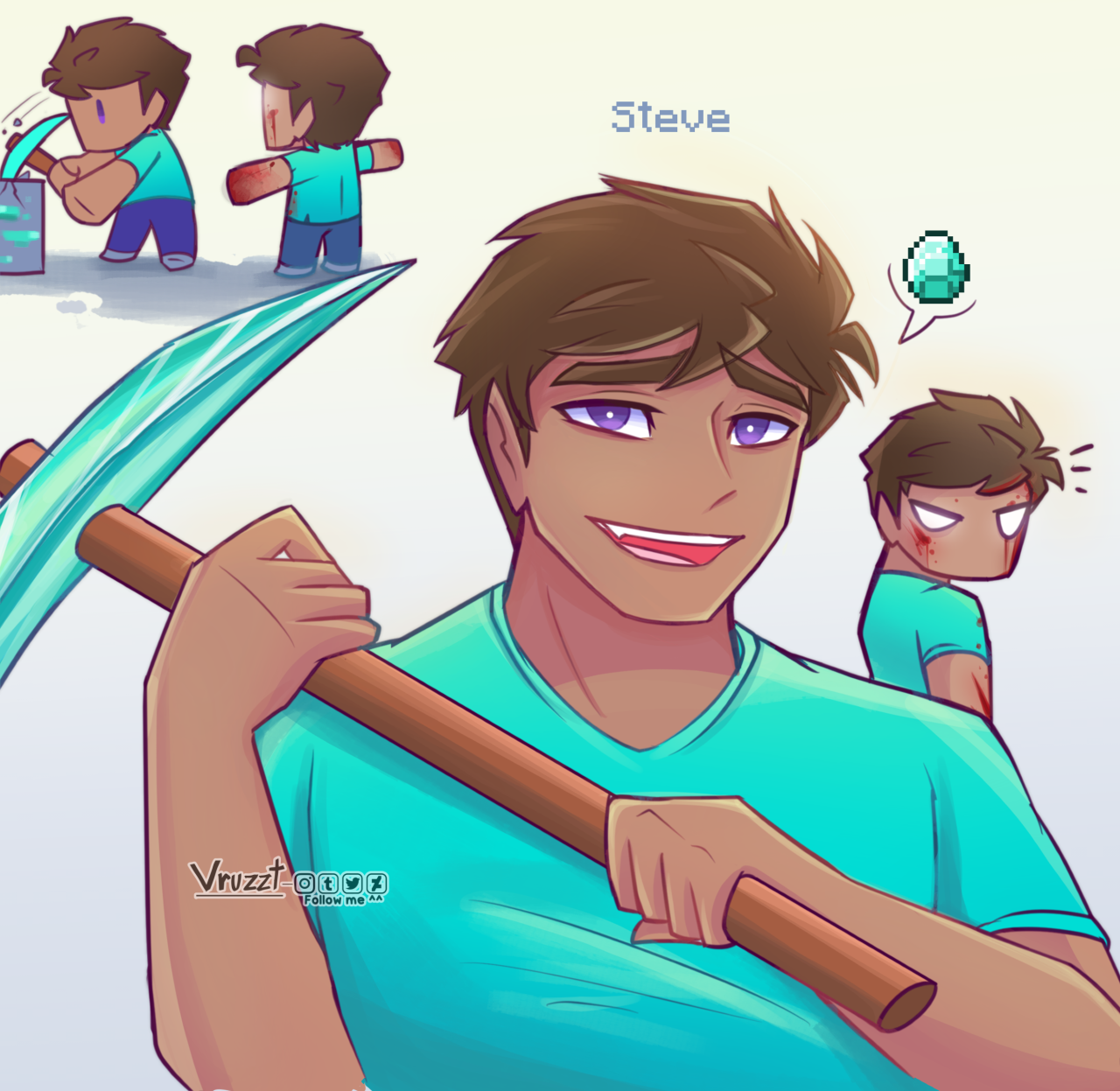 Wallpaper #a2coCpMBSpphPi3-tNPo73 Herobrine X Steve Fan Art