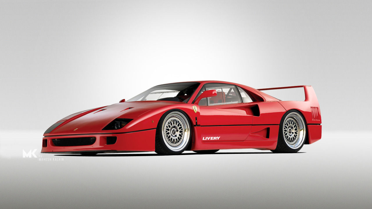 Wallpaper #Q7nI3pIBJvJKYCmEKgfX26 Sofresh a Render of a Ferrari F40 on Livery Proto Wheels