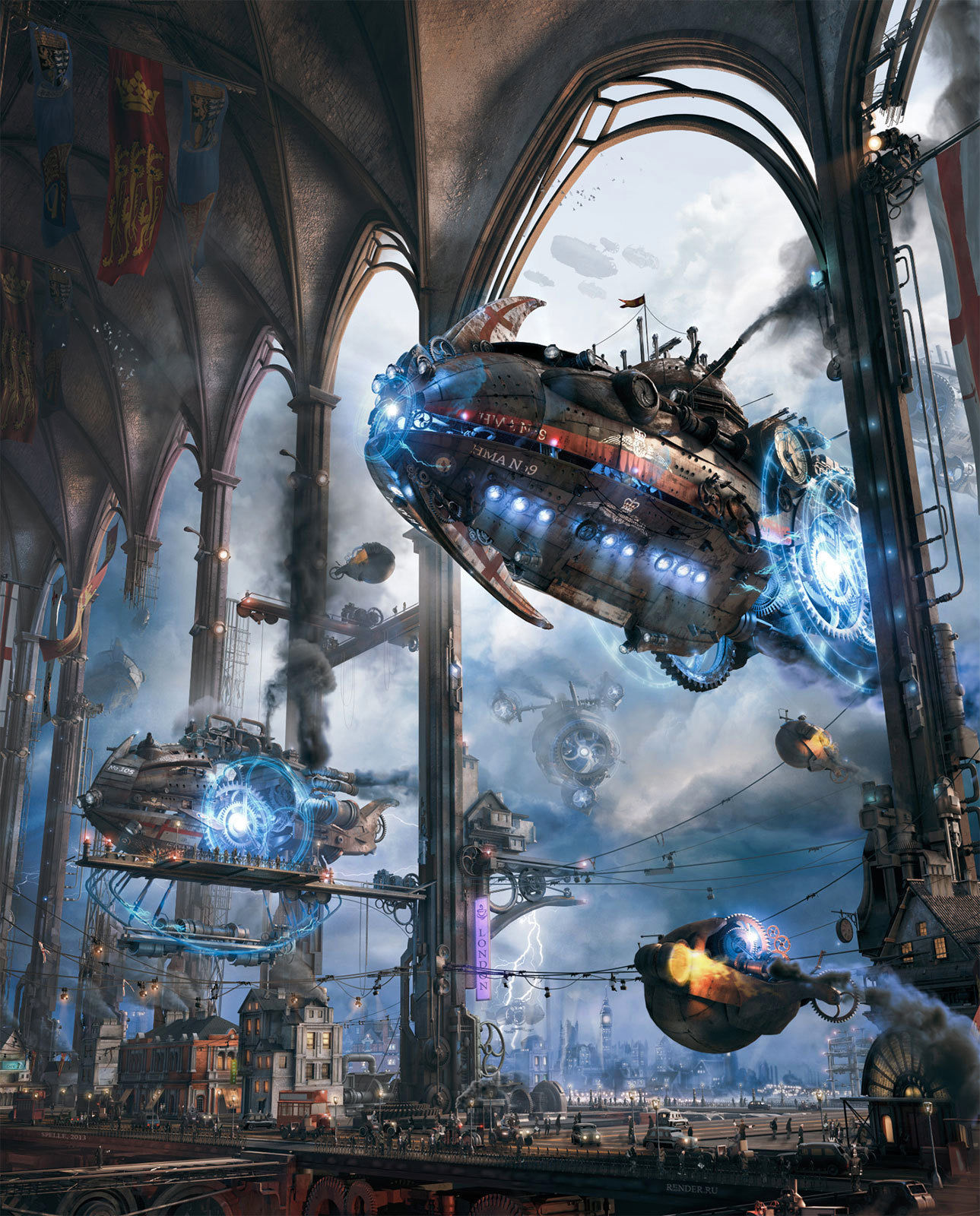 Wallpaper #shcGPpMBPLD5_VENWN5x65 Sci Fi Art Her Majestys Zeppelins 3D Sci Ficoolvibe Digital Art