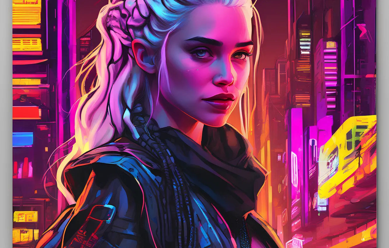 Wallpaper #rGf2-pIBSpphPi3-35I2320 Wallpaper Neon Cyberpunk Daenerys for Mobile and Desktop Section Ii