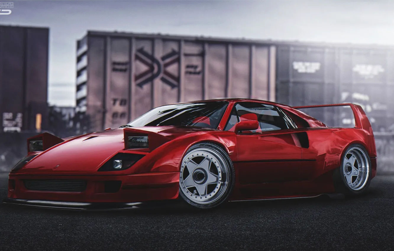 Wallpaper #Q7nI3pIBJvJKYCmEKgfX215 Wallpaper Red Auto Machine Ferrari F40 Rendering Ferrari F40
