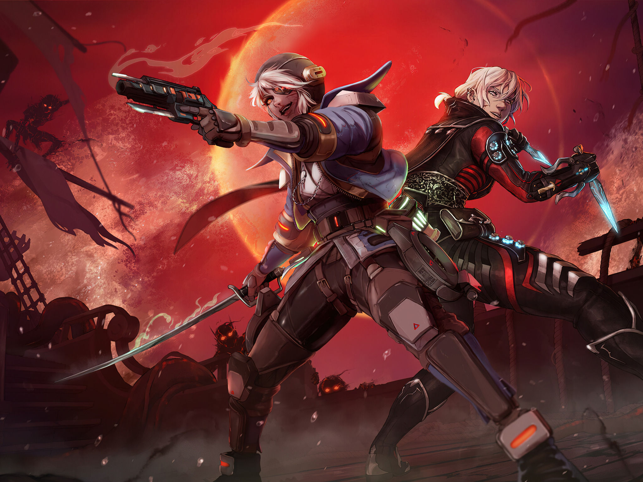 Wallpaper #Fv_Wa5MB3lSXT3zUY-nc303 Download Wallpaper Wraith Game Art Apex Legends Wattson the Ghost
