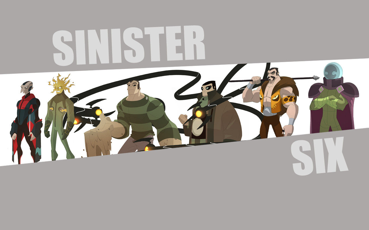 Wallpaper #ceb46 1920x1080 Spiderman vs Sinister Six Art Laptop Full HD 1080p HD 4K