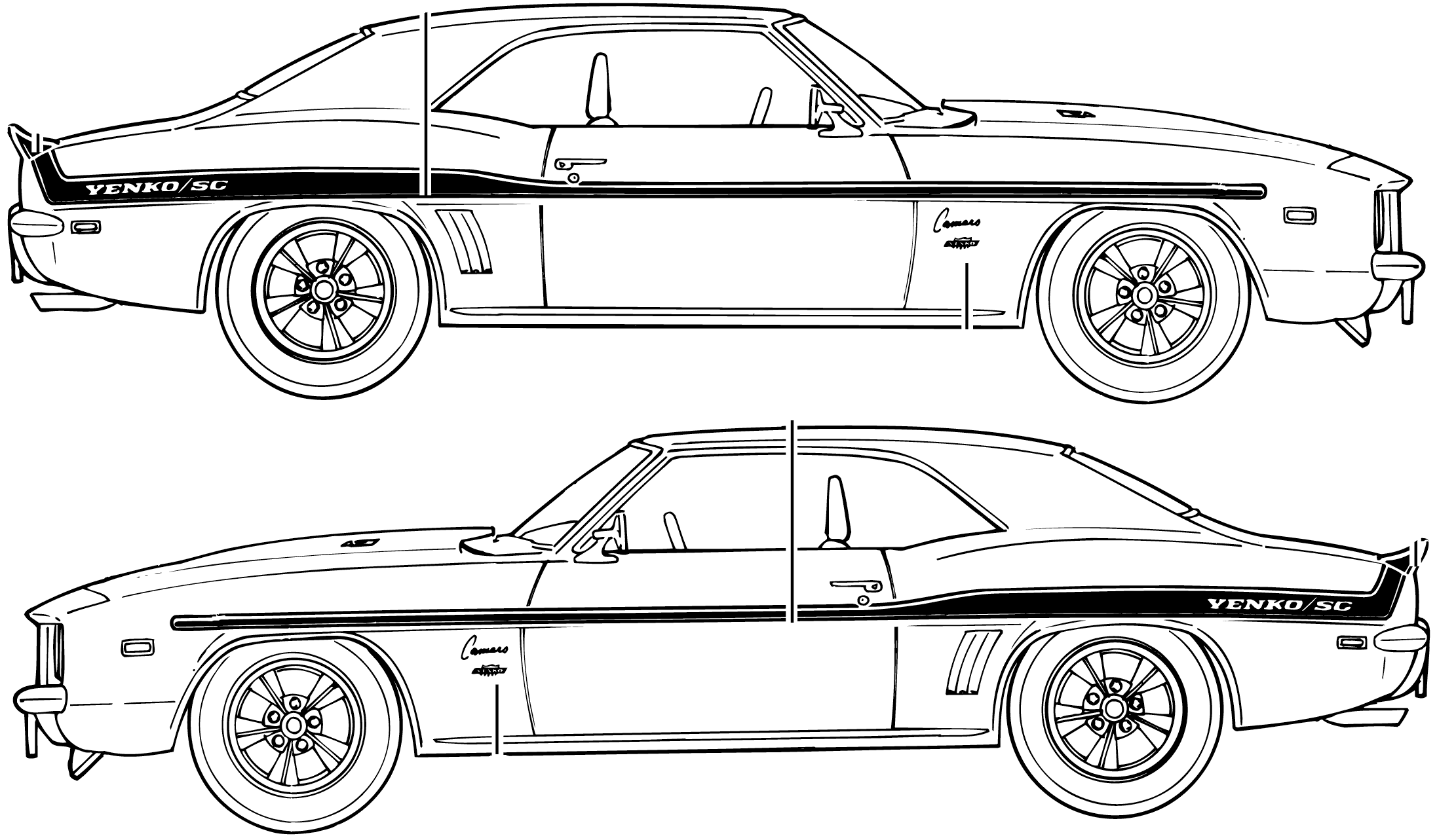 Wallpaper #bIcGMpMBPAdmKxa272M7348 1969 Chevrolet Camaro Yenko Sc Coupe Blueprints Free Outlines