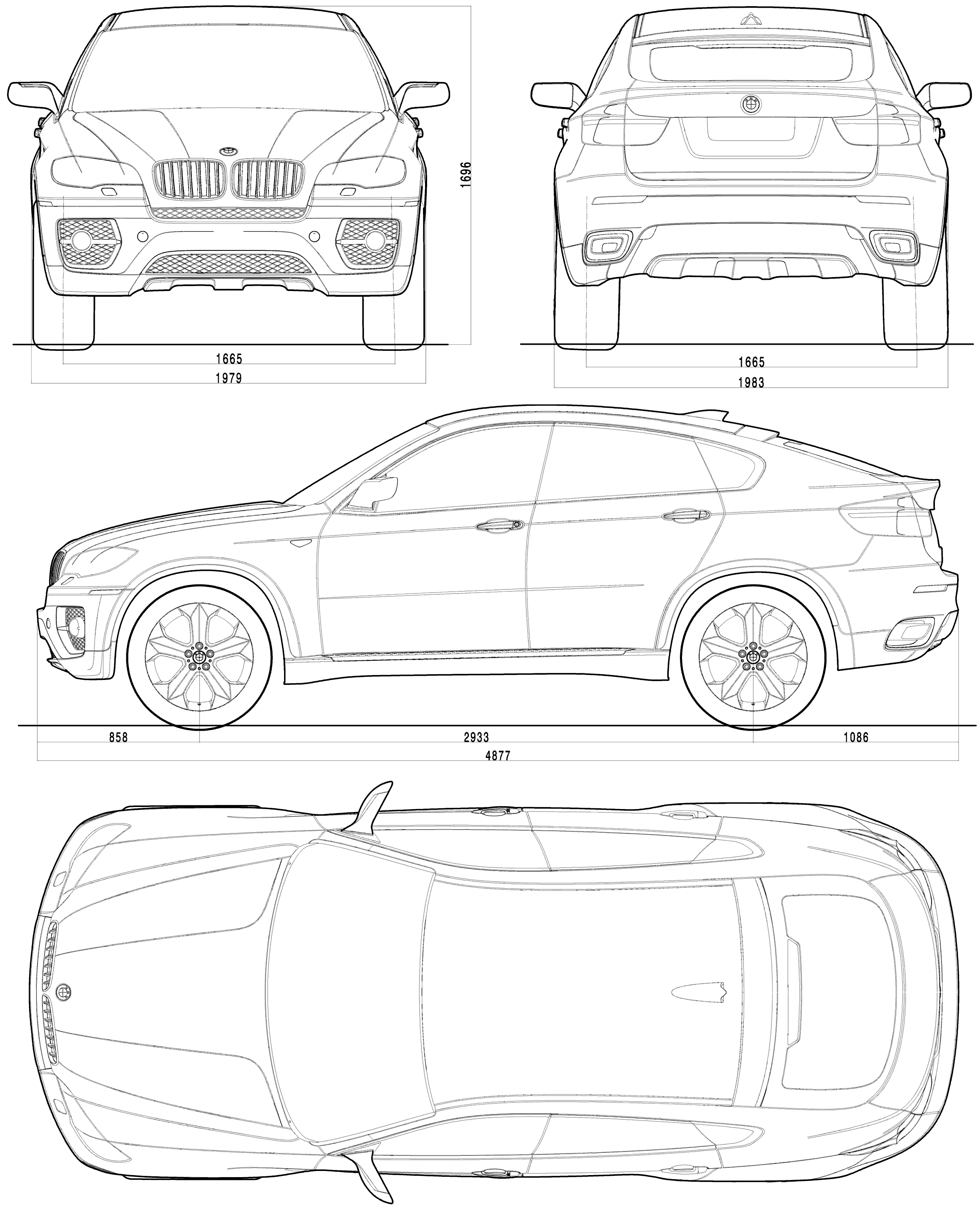 Wallpaper #J--ETJMBMN-XEVvV-j7n389 2007 BMW X6 Concept SUV Blueprints Free Outlines