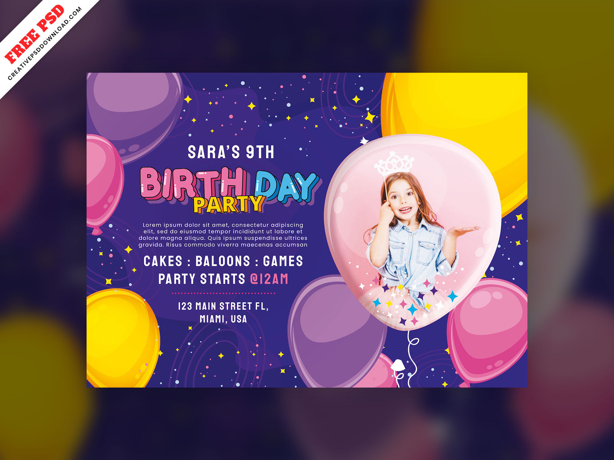 Wallpaper #tbne3ZIBJvJKYCmEsQLe166 Birthday Party Invitation Card Freebie Psd Free Download Free