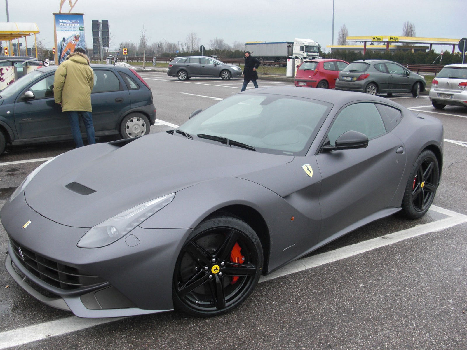 Wallpaper #de357 Matte Black Ferrari F430 Scuderia with Multi Layer Stripes Northwest