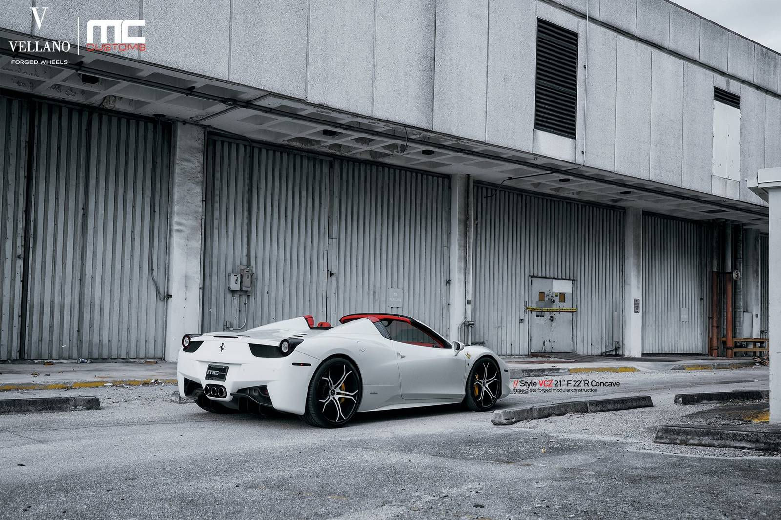 Wallpaper #iOo6U5MBlwTYPL183gpD10 White Ferrari 458 Spider Lowered on Vellano Wheels Gtspirit