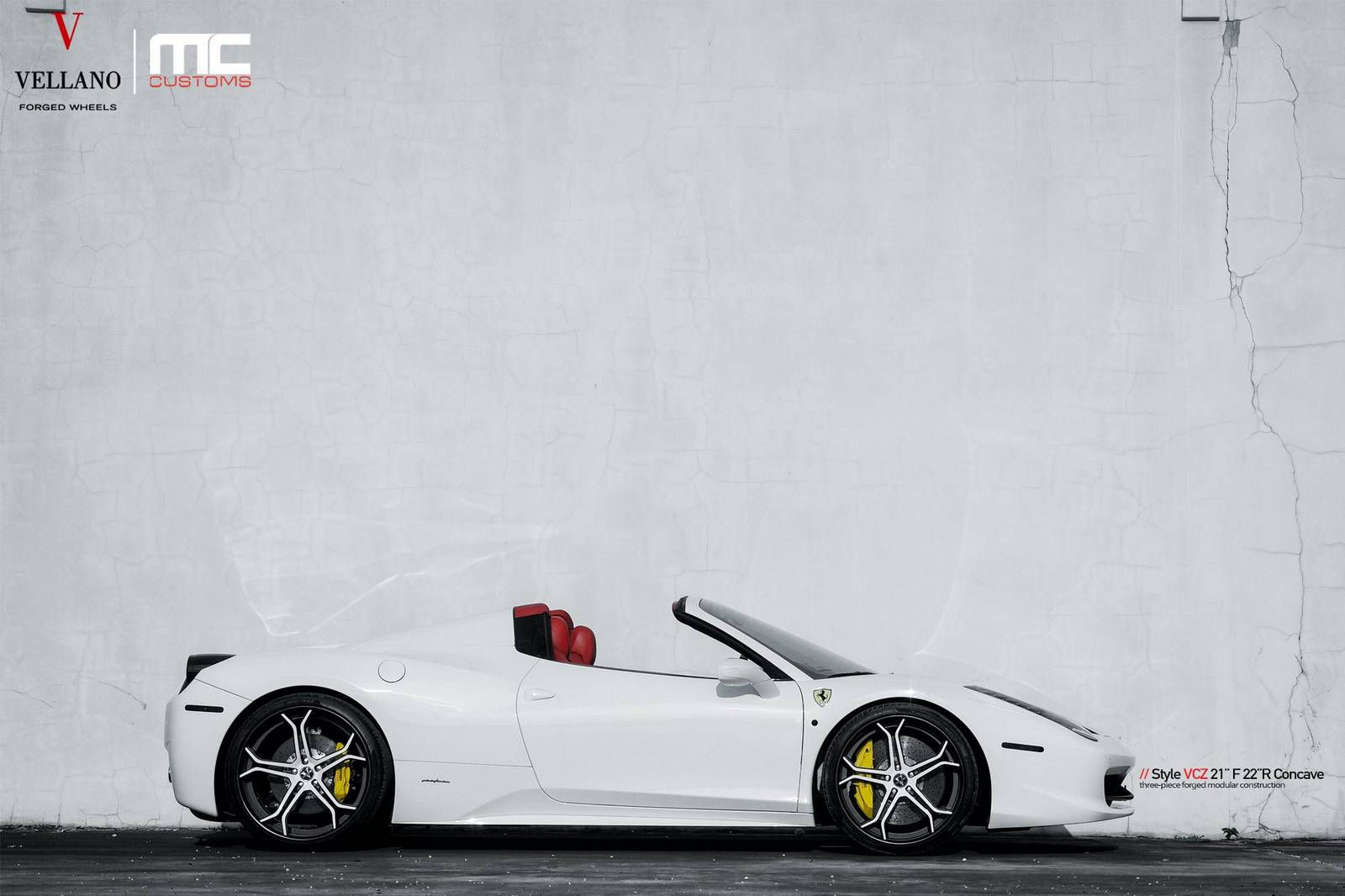 Wallpaper #iOo6U5MBlwTYPL183gpD2 White Ferrari 458 Spider Lowered on Vellano Wheels Gtspirit