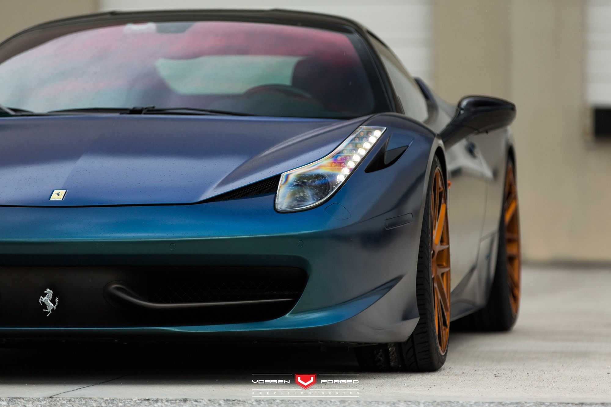 Wallpaper #4Rk_Bo8BtGB6xQ78YVPf33 Gorgeous Blue Ferrari 458 Italia Poses on Bespoke Vossen Wheels Gtspirit