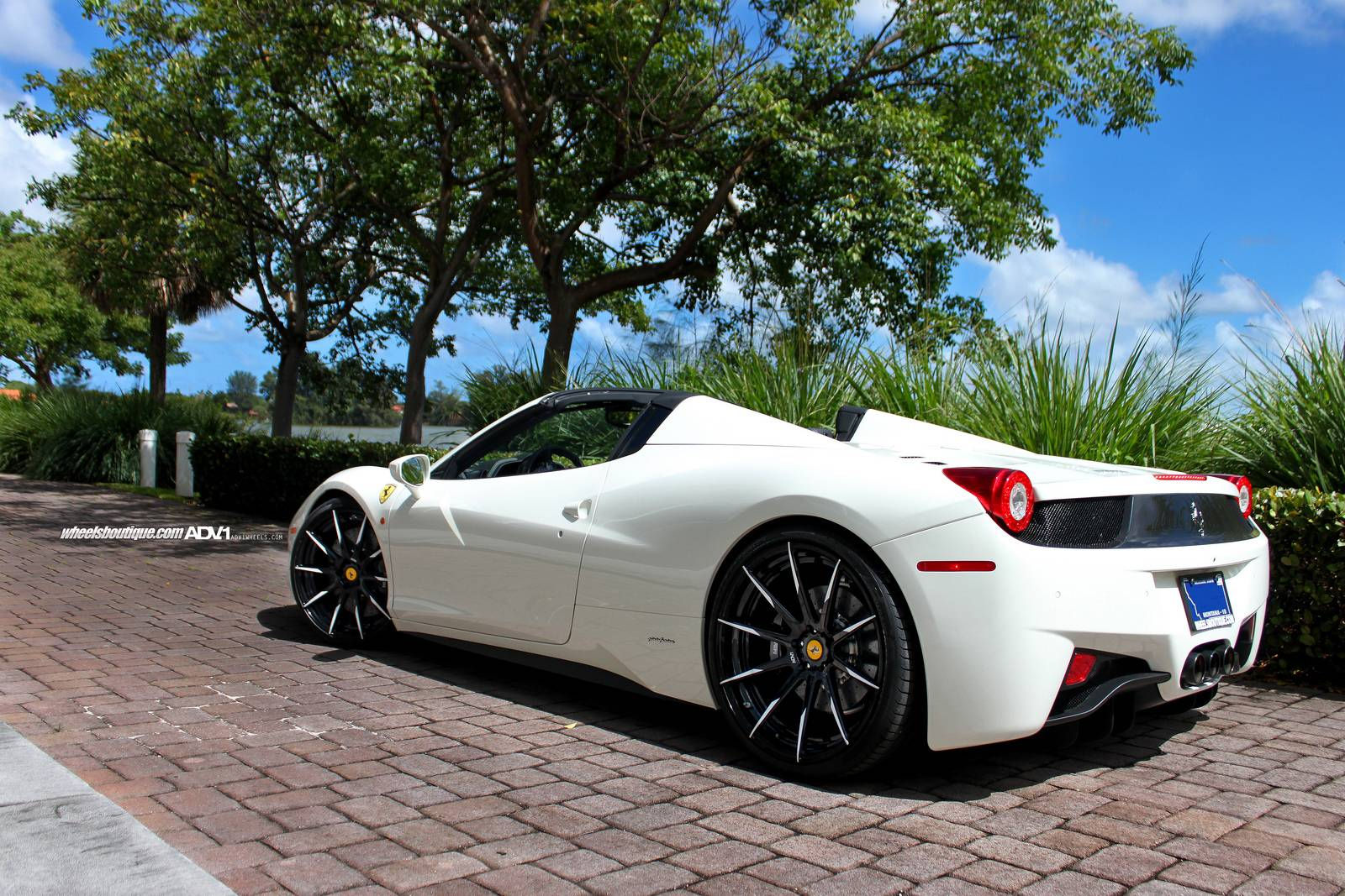 Wallpaper #iOo6U5MBlwTYPL183gpD47 White Ferrari 458 Spider on Stunning Adv1 Wheels Gtspirit