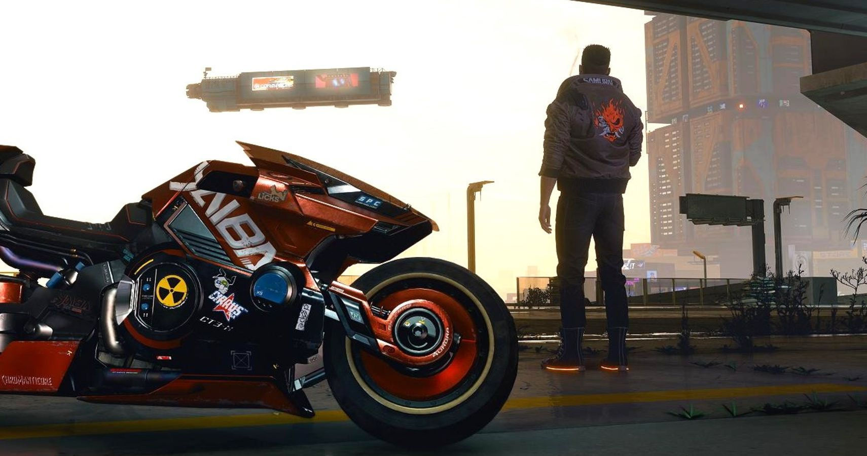 Wallpaper #wKXvNpMBVBiSkHCa34p4260 V Ducks to Avoid Hitting Their Head When Riding Motorbikes in Cyberpunk