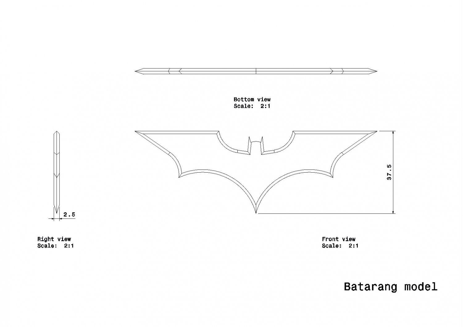 Wallpaper #62fSCJMBSpphPi3-e8wb190 Batarang Model 3D Print Models in Other 3dexport