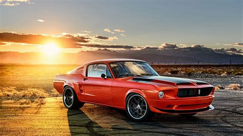 Wallpaper #YnP0fo4BFI5NbQksIxfN69 A Classic Ford Mustang Cruising into the Sunset