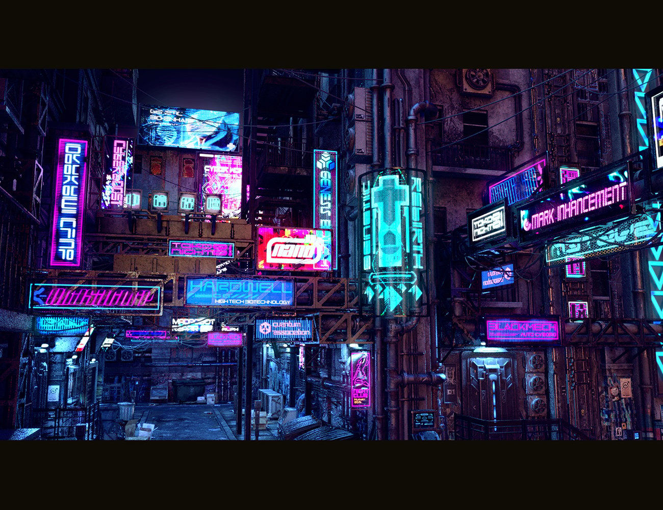Wallpaper #aEWVoI4B7YBJg1BV66Pa15 Cyberpunk Neon Signs Daz 3D