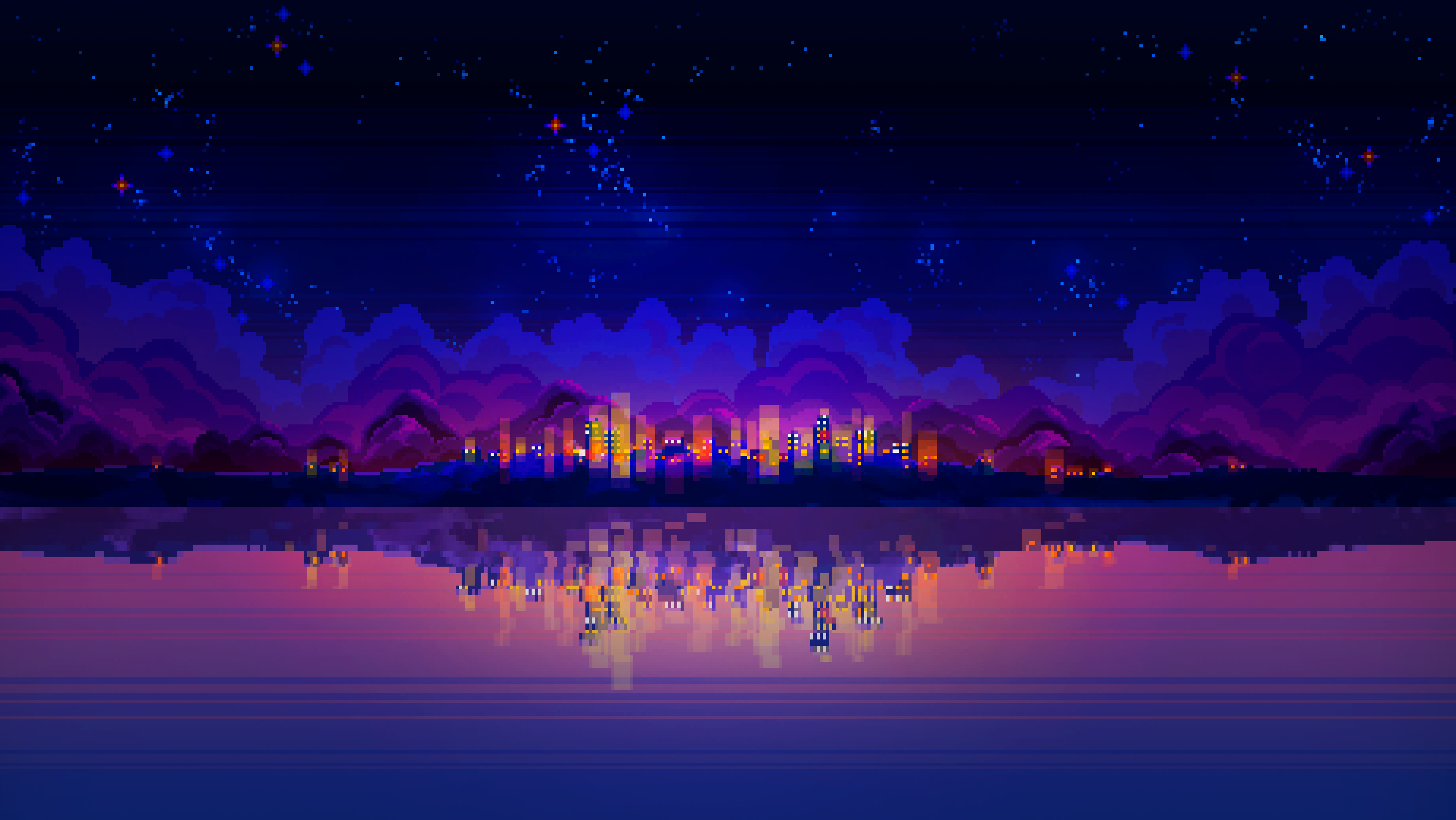 Wallpaper #YVanepcBsd6xcFiEltxK40 Pixel Art Skyline 4K Ultra HD Wallpaper by Marta Vidal Gonzalez