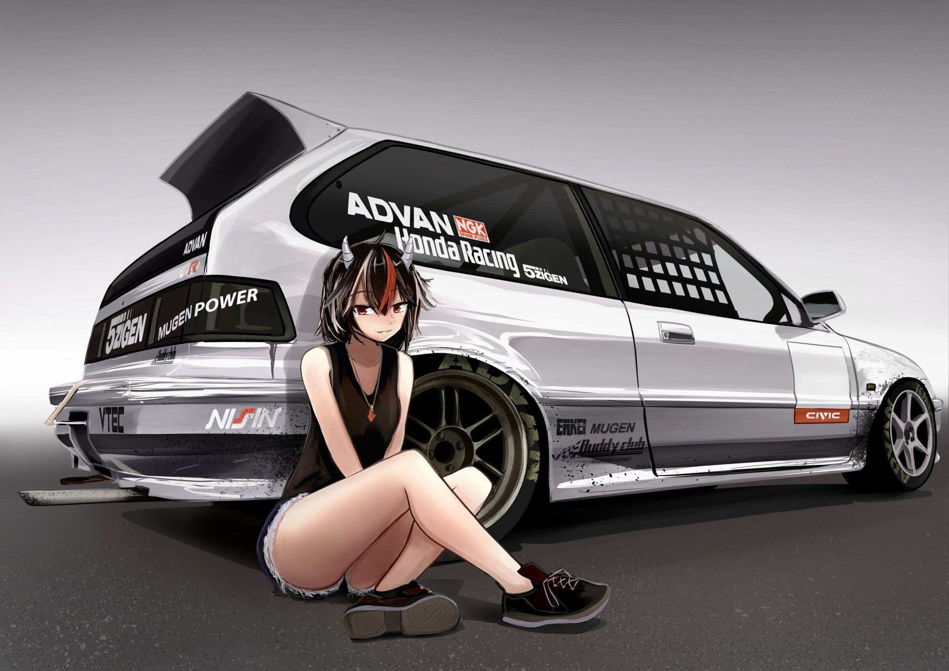 Wallpaper #46bf0 Download Girl Leaning on a Nissan Skyline Car Anime Wallpaper