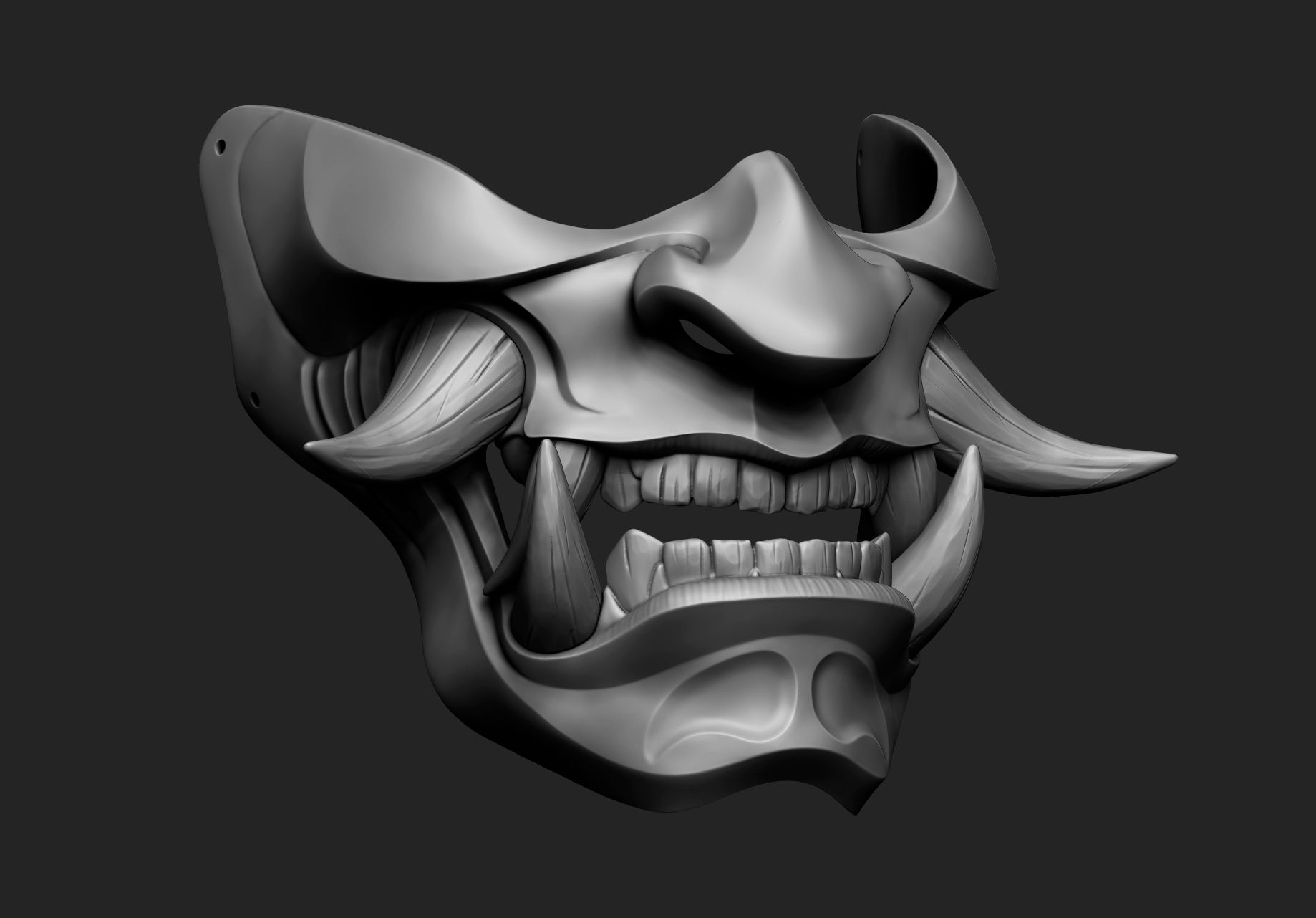 Wallpaper #LQPxZZMBpyOg8YnEktpT319 Obj File Traditional Japanese Hannya Half Mask Oni Half Mask Samurai
