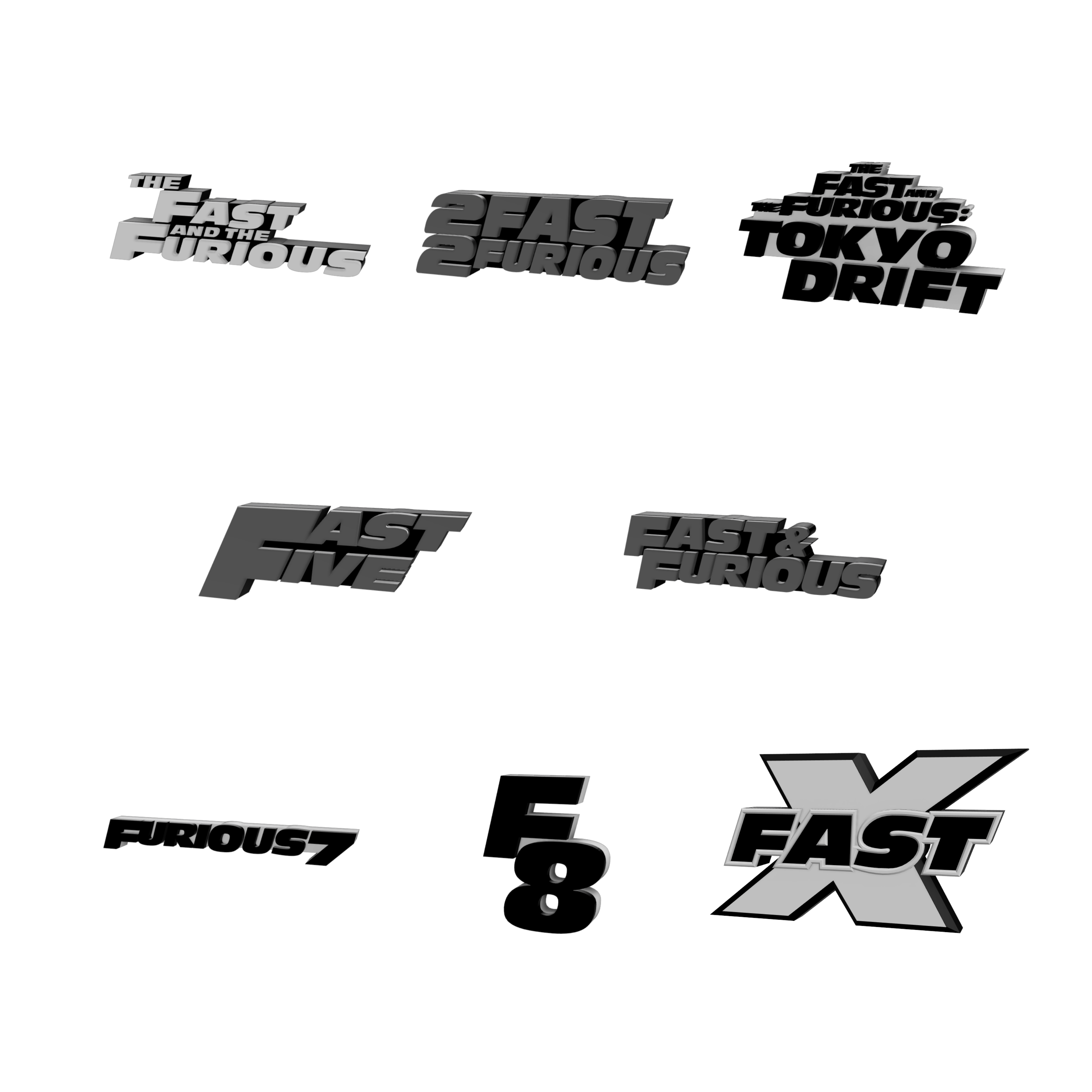 Wallpaper #CGdV85IBSpphPi3-jHWc69 Stl File 3D Multicolor Logosign Fast Furious Movie Titles Pack3d