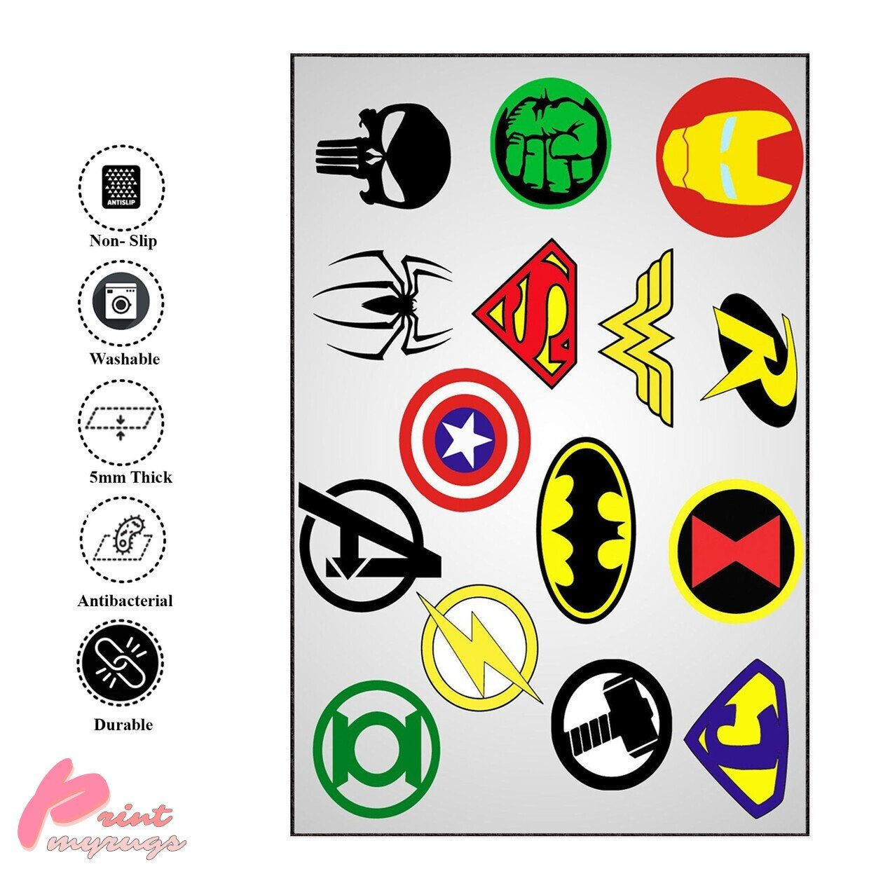 Wallpaper #WDFFNZMB5zzyi_yYylaR336 Character Logo Rug with Hulk Thor Captain America Kids Room Decor