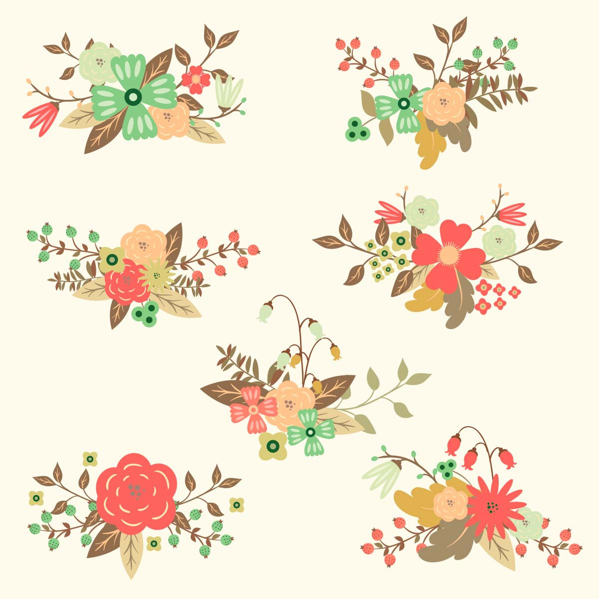 Wallpaper #lGcDC5MBSpphPi3-T9ct114 Free Vector Floral Hand Drawn Set Free Download