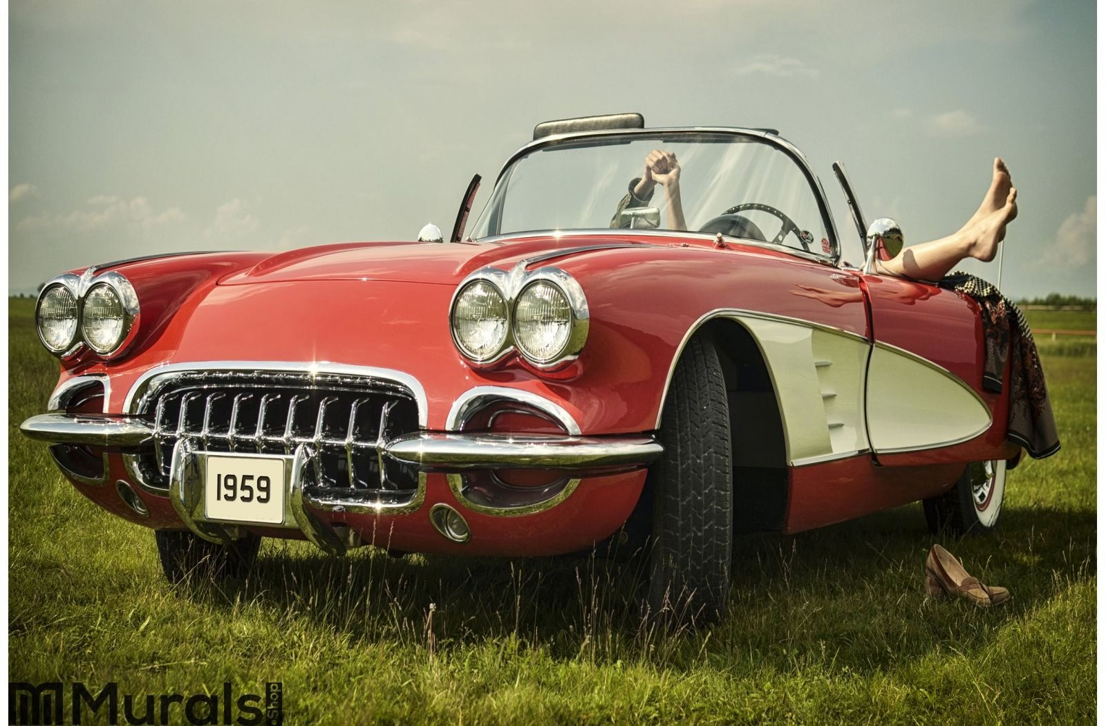 Wallpaper #rkUvl44B7YBJg1BV8qDJ8 Auto Wall Decor Classic Red Car Canvas Print Picture Wall Art
