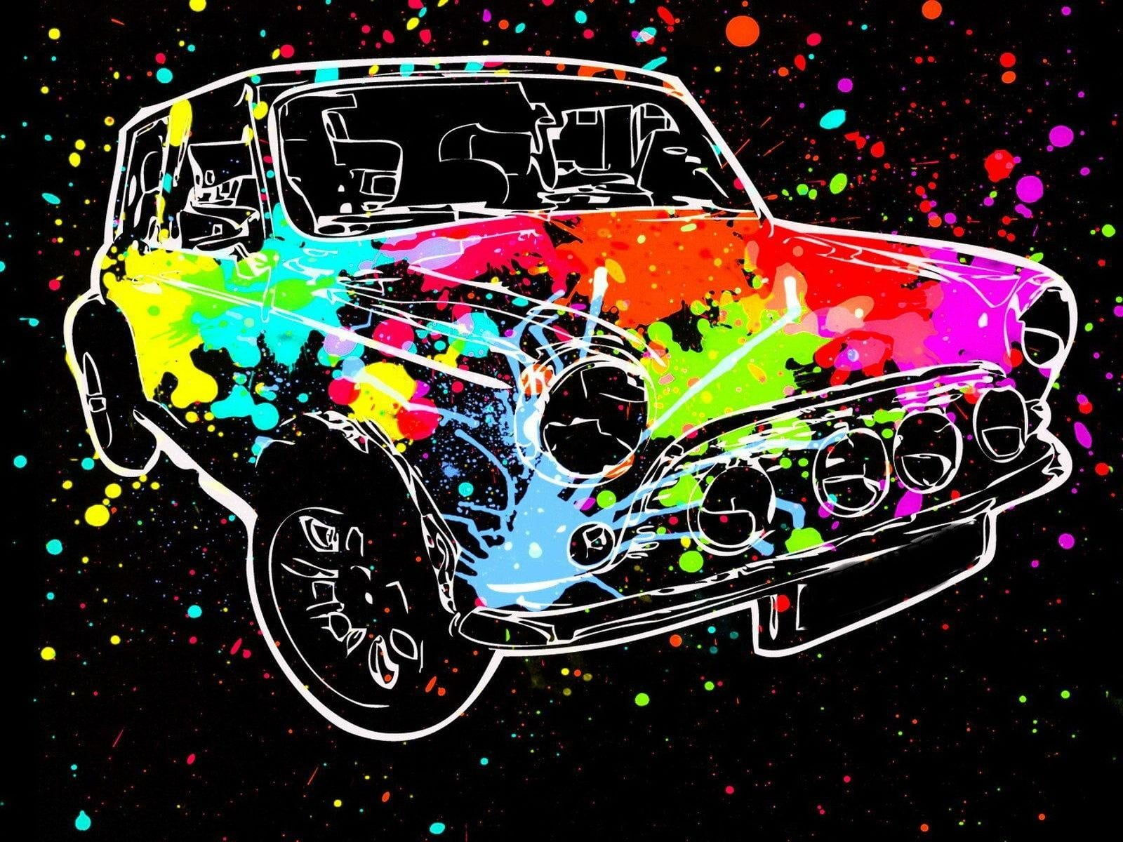 Wallpaper #LgBR7I4BSdW8dNoulhSV3 Multicolored Vehicle Painting Car Paint Splatter Colorful HD