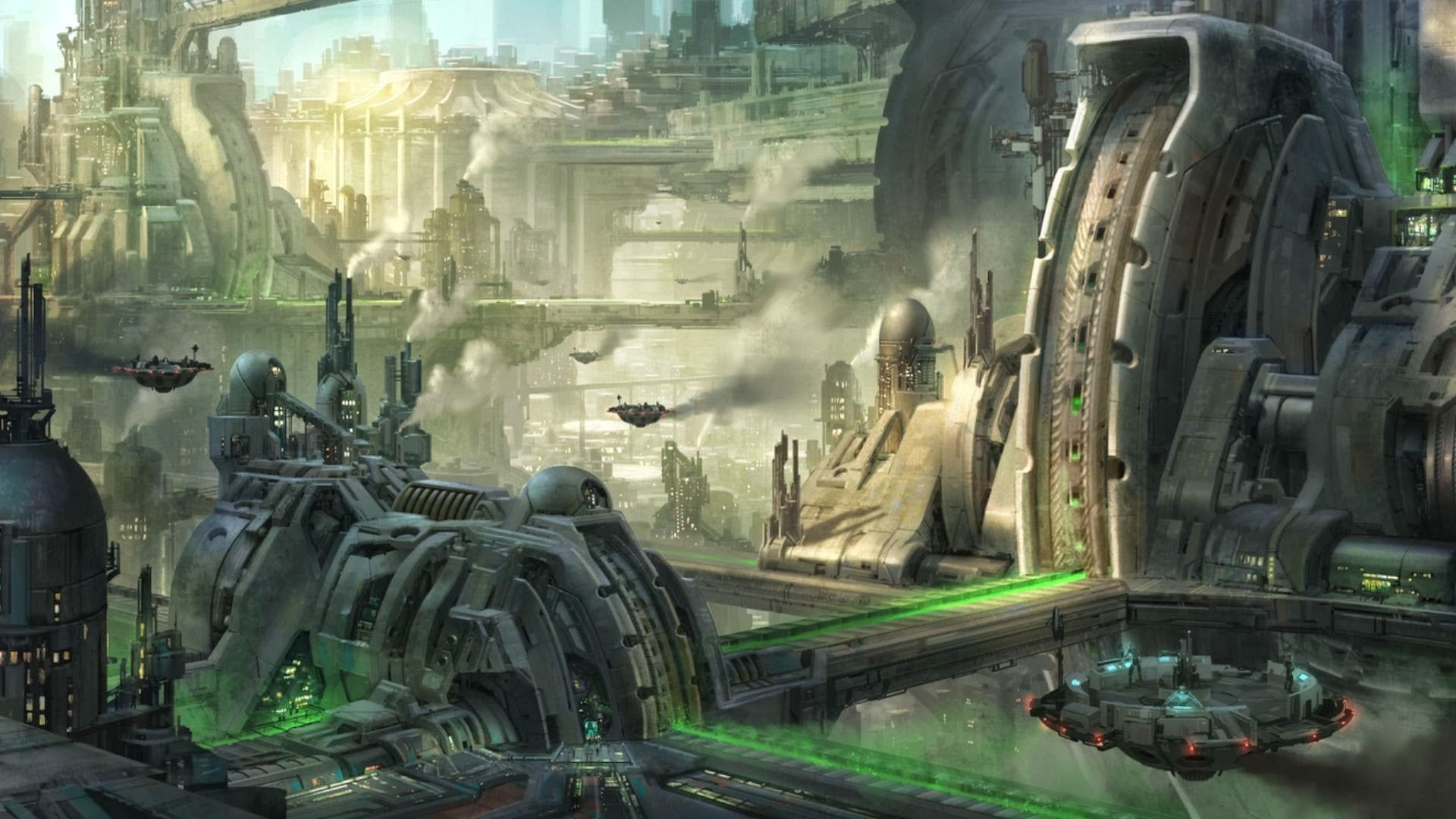 Wallpaper #M3078o4Bnwiau_P6VQu310 Futuristic City with Flying Fortress Graphic Wallpaper HD Wallpaper