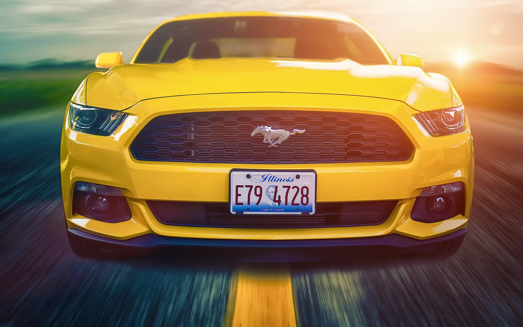 Wallpaper #qnRNxY4B_8f4nGFafnCp3 Yellow Ford Mustang in Time Lapse Photography HD Wallpaper Wallpaper