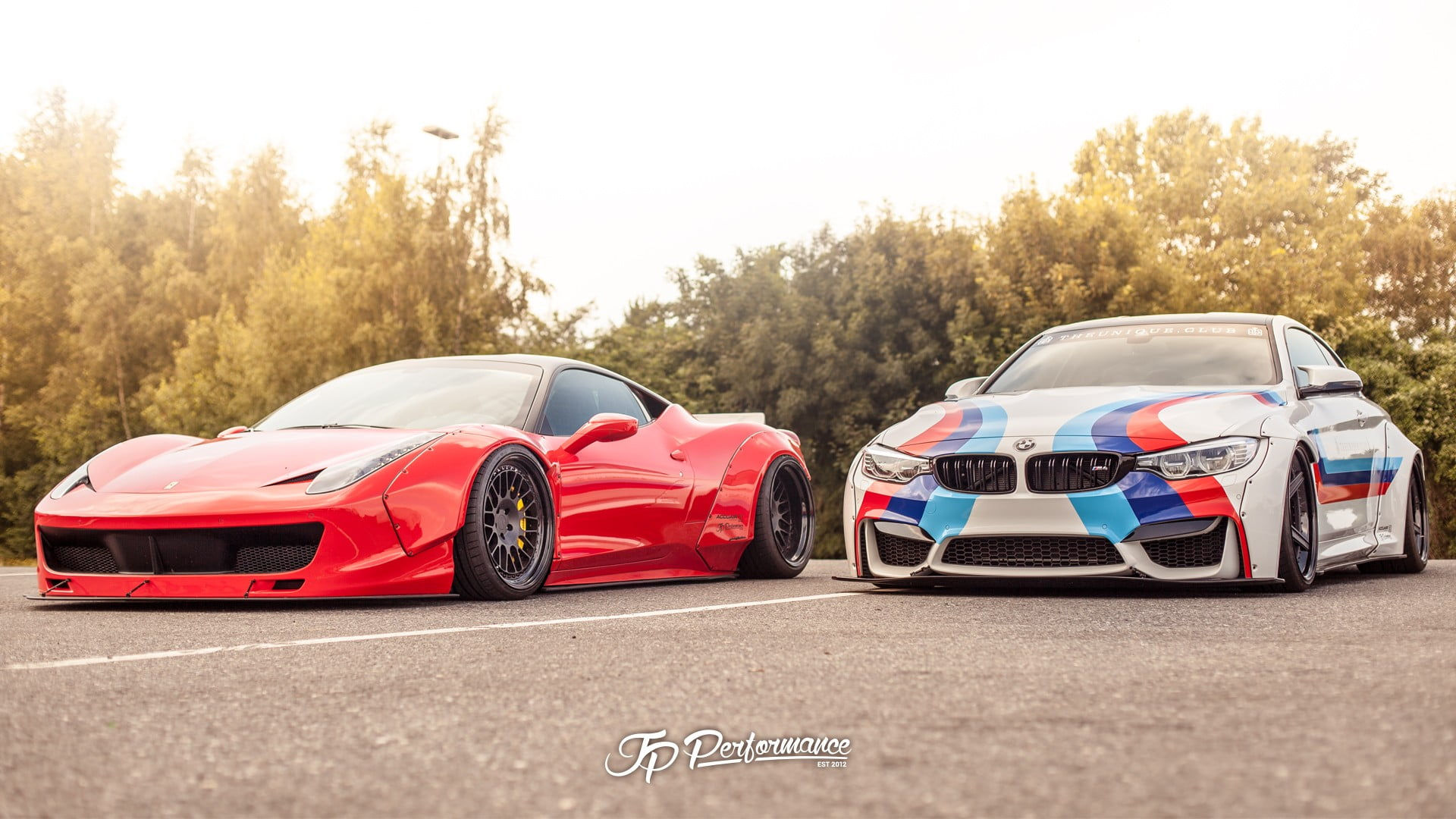 Wallpaper #CGjlFpMBSpphPi3-Tg0a97 Red Coupe and White BMW Coupe Jp Jp Performance Tuning Low Car HD