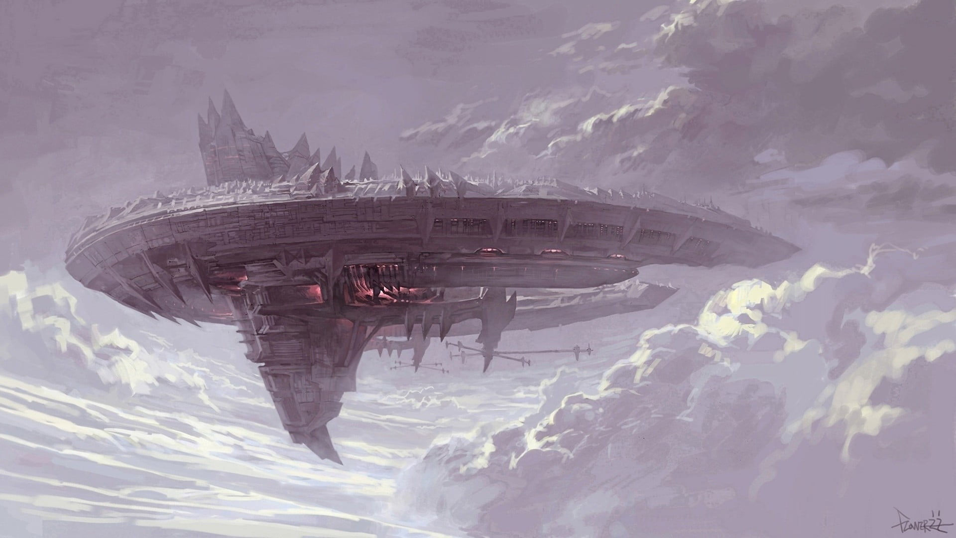 Wallpaper #W2dA_5IBSpphPi3-PqJe161 Gray Spacecraft Painting Spaceship Science Fiction HD Wallpaper