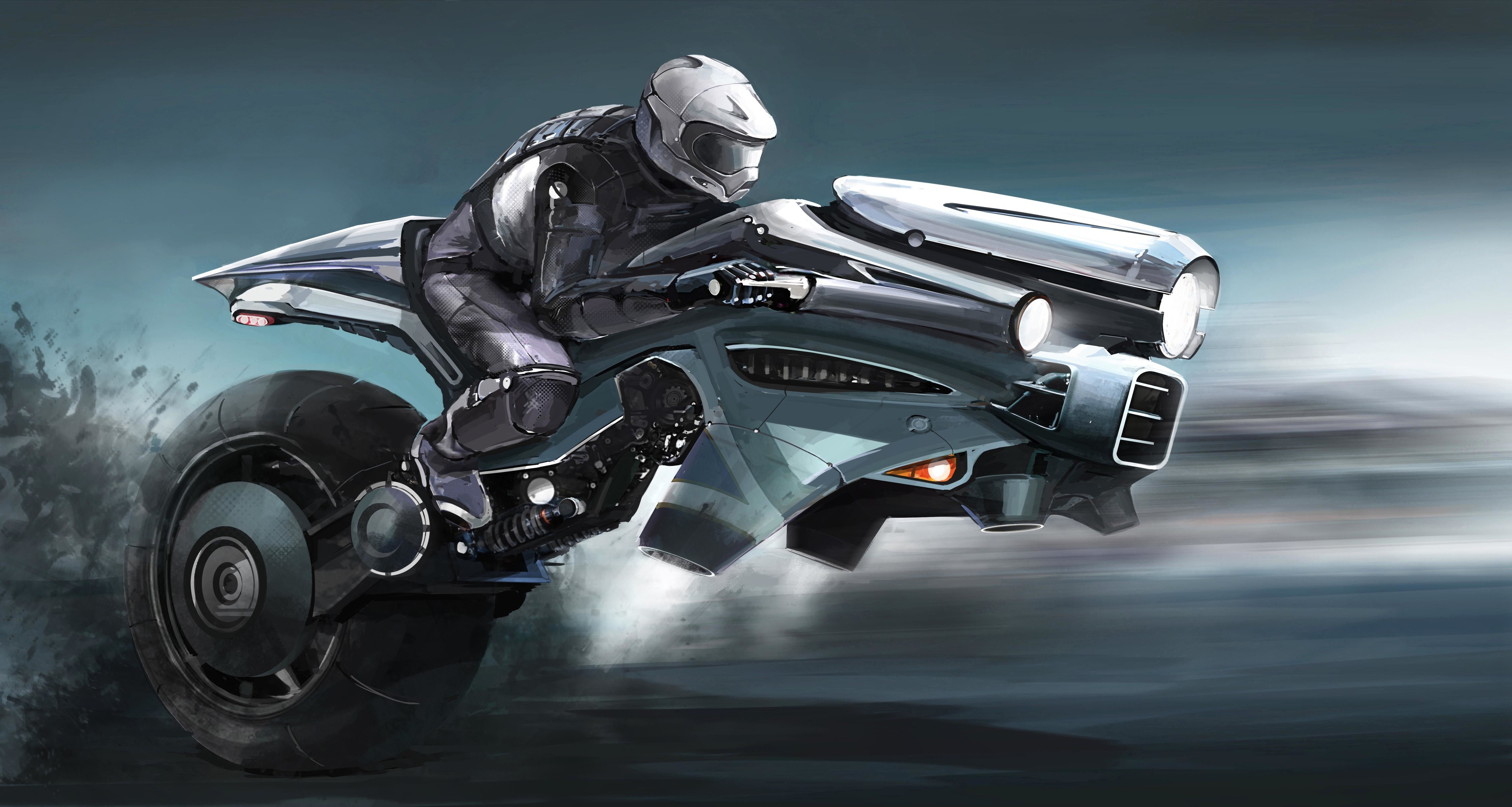 Wallpaper #WkD9LpMBJhL2WPbal7s-80 Futuristic Artwork Motorcycle Motorcyclist Wallpaper Creative and